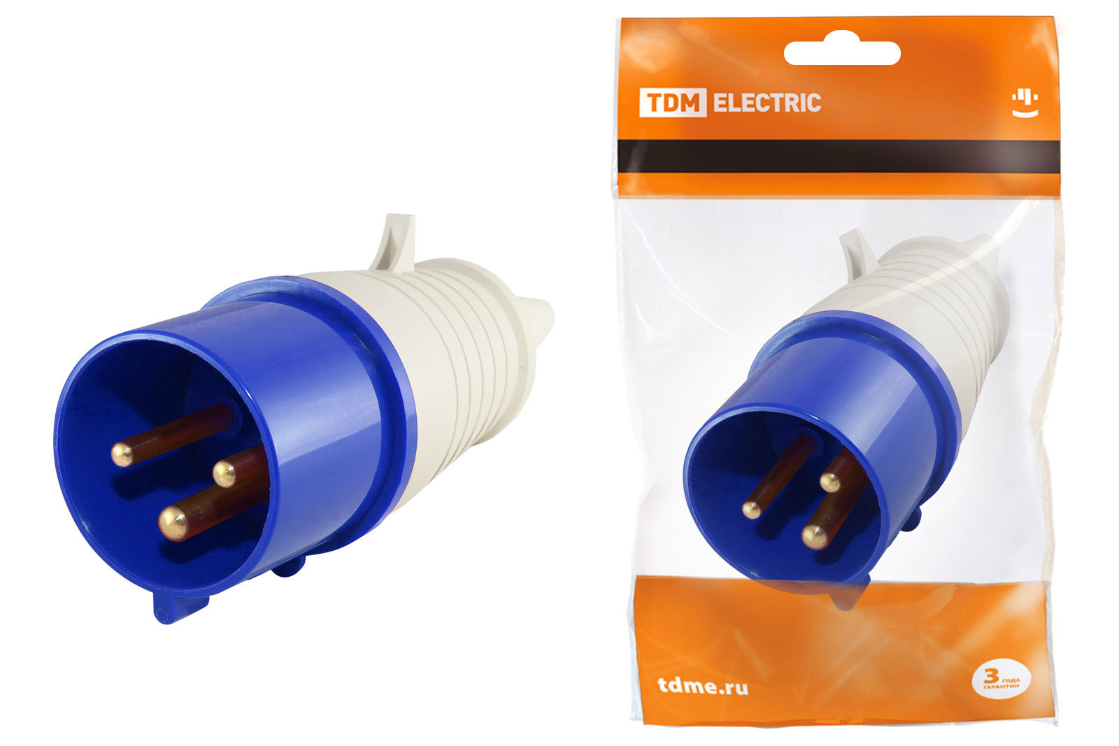 Изображение товара Вилка Tdm electric SQ0601-0001 220 В с заземлением цвет синий