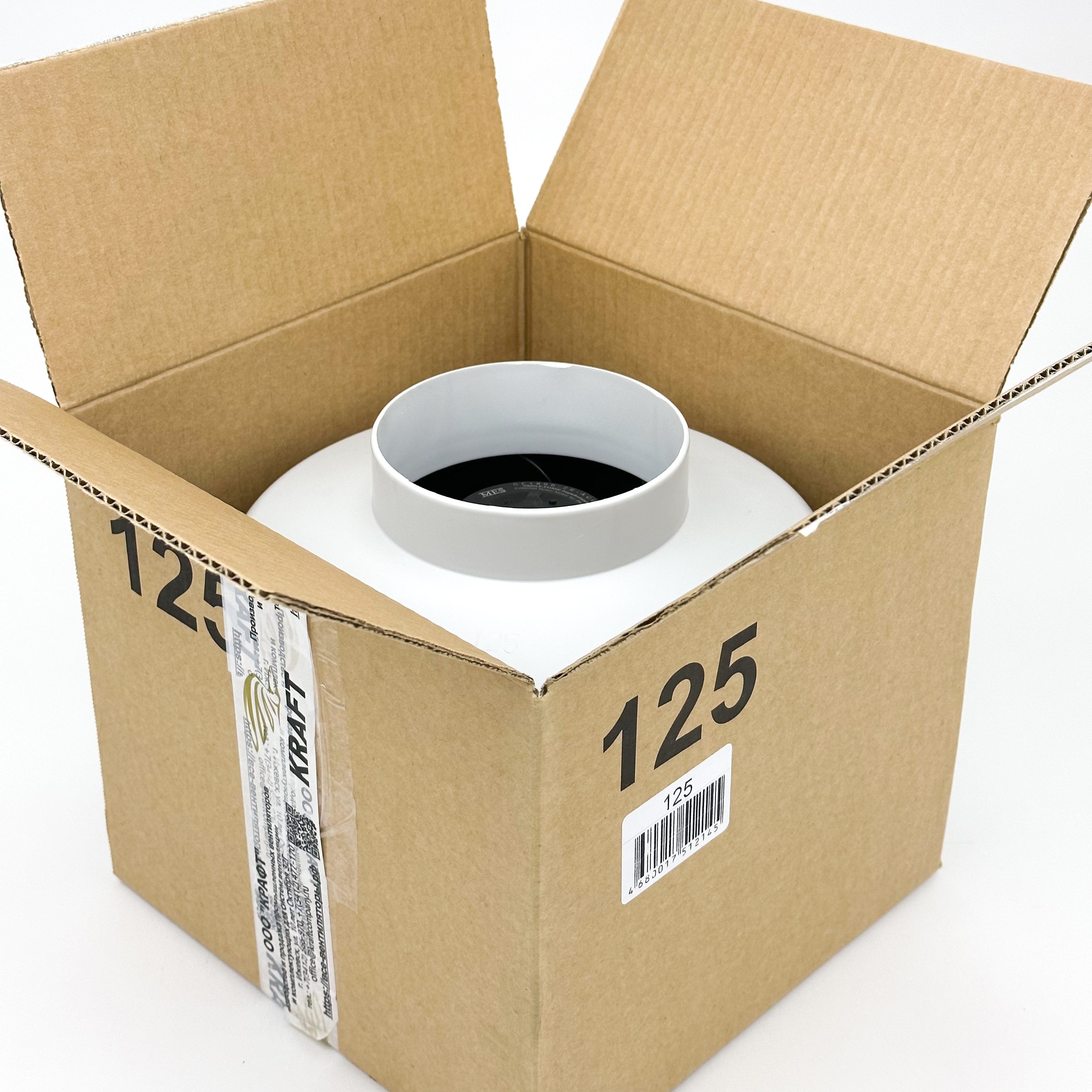 Изображение товара Канальный центробежный вентилятор Kraft ВКК-125 490 м³/ч IP44 с ABS-пластиком