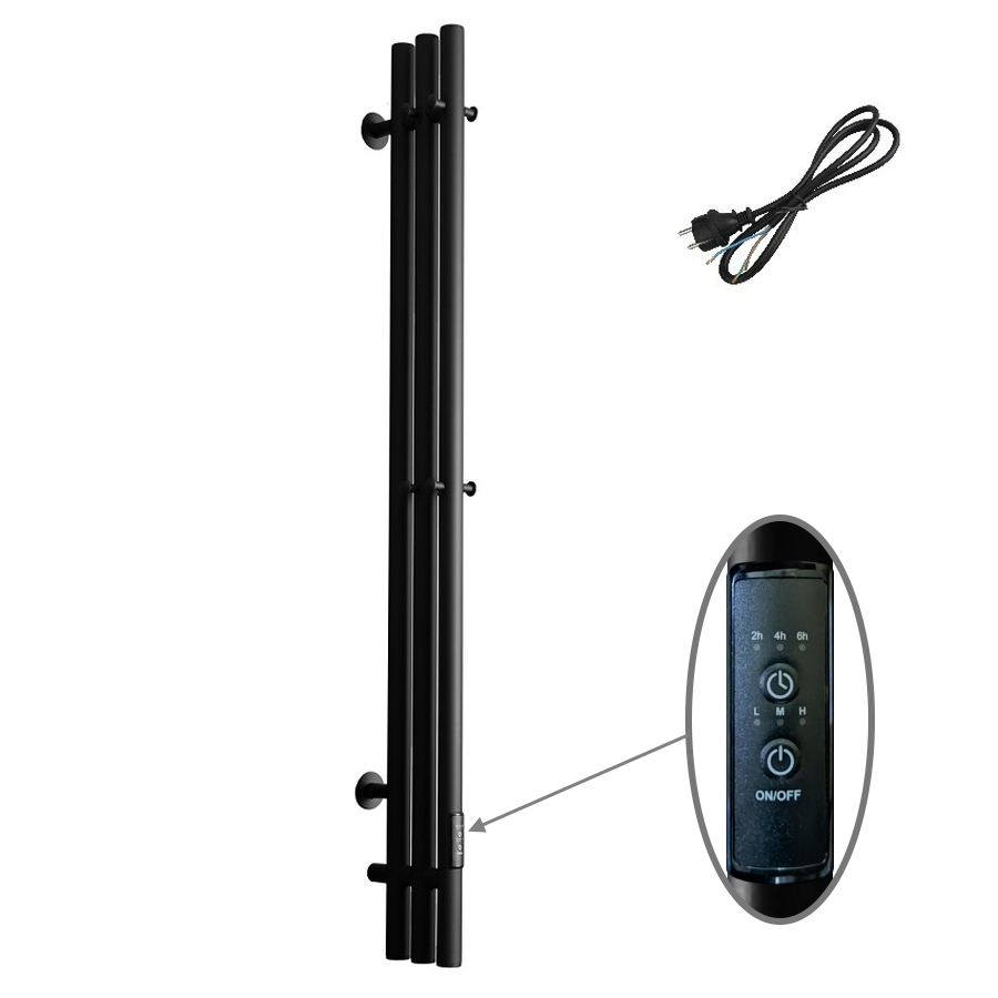 Изображение товара Электрический полотенцесушитель TermoPrime 100x1200 мм черный с терморегулятором