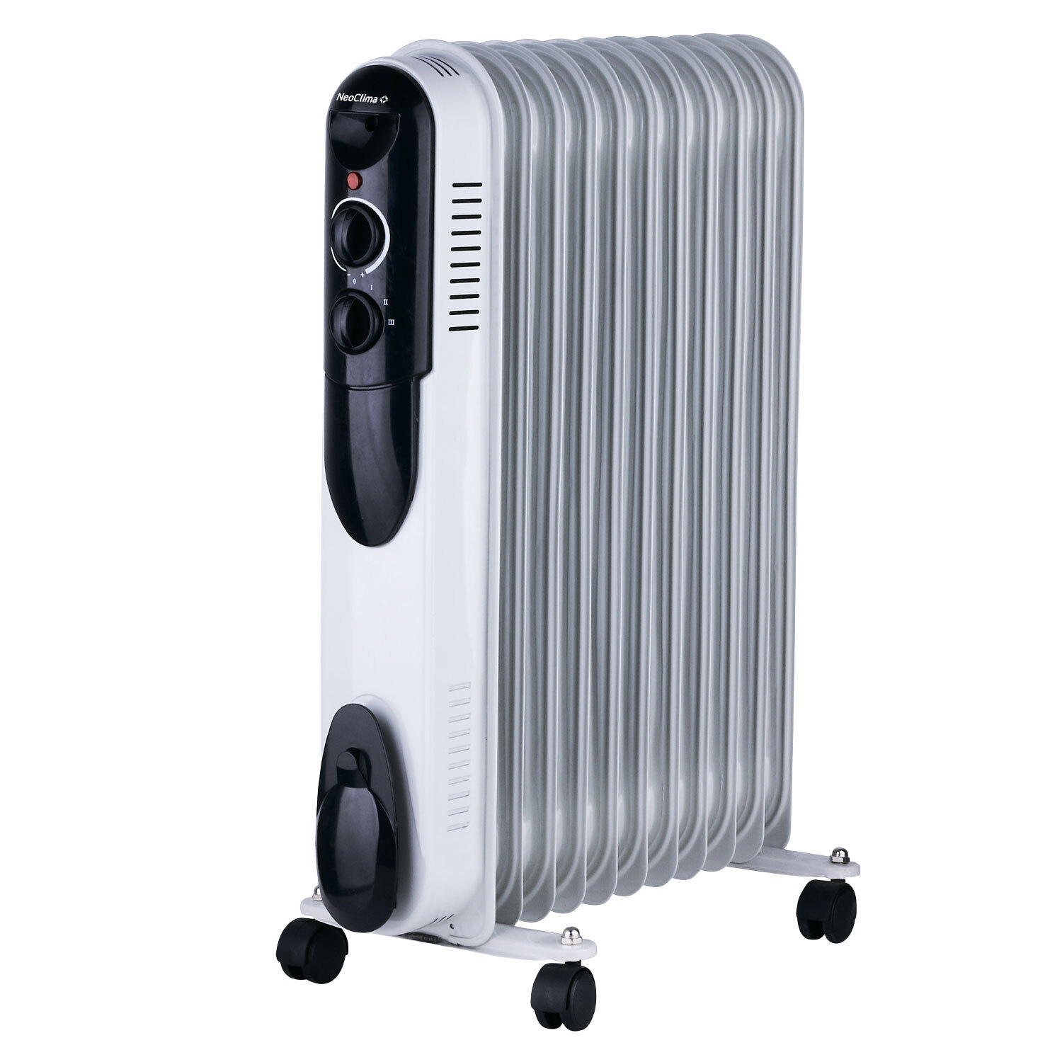 Изображение товара Обогреватель масляный Neoclima NC9311 с механическим термостатом 2500 Вт 11 секций цвет серебро