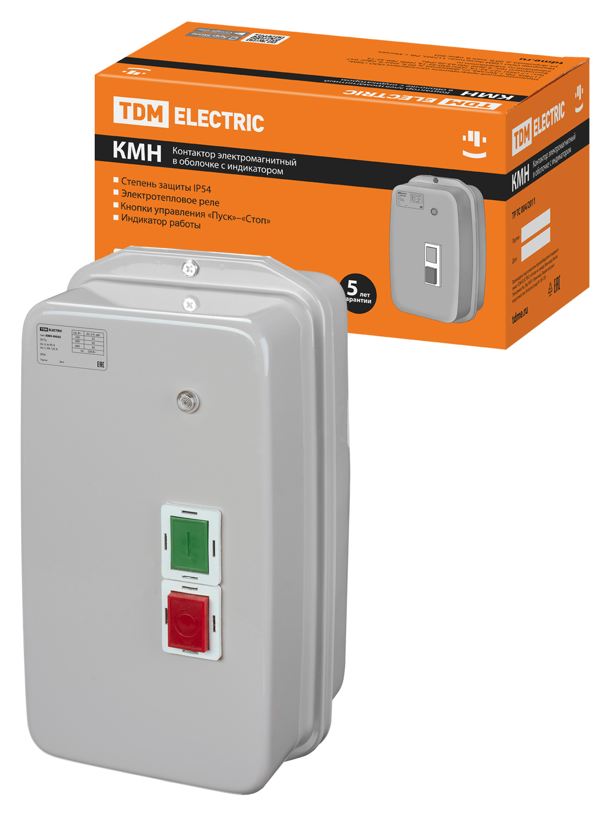 Изображение товара Контактор TDM ELECTRIC КМН49562 95 А 220 В трехфазный IP54