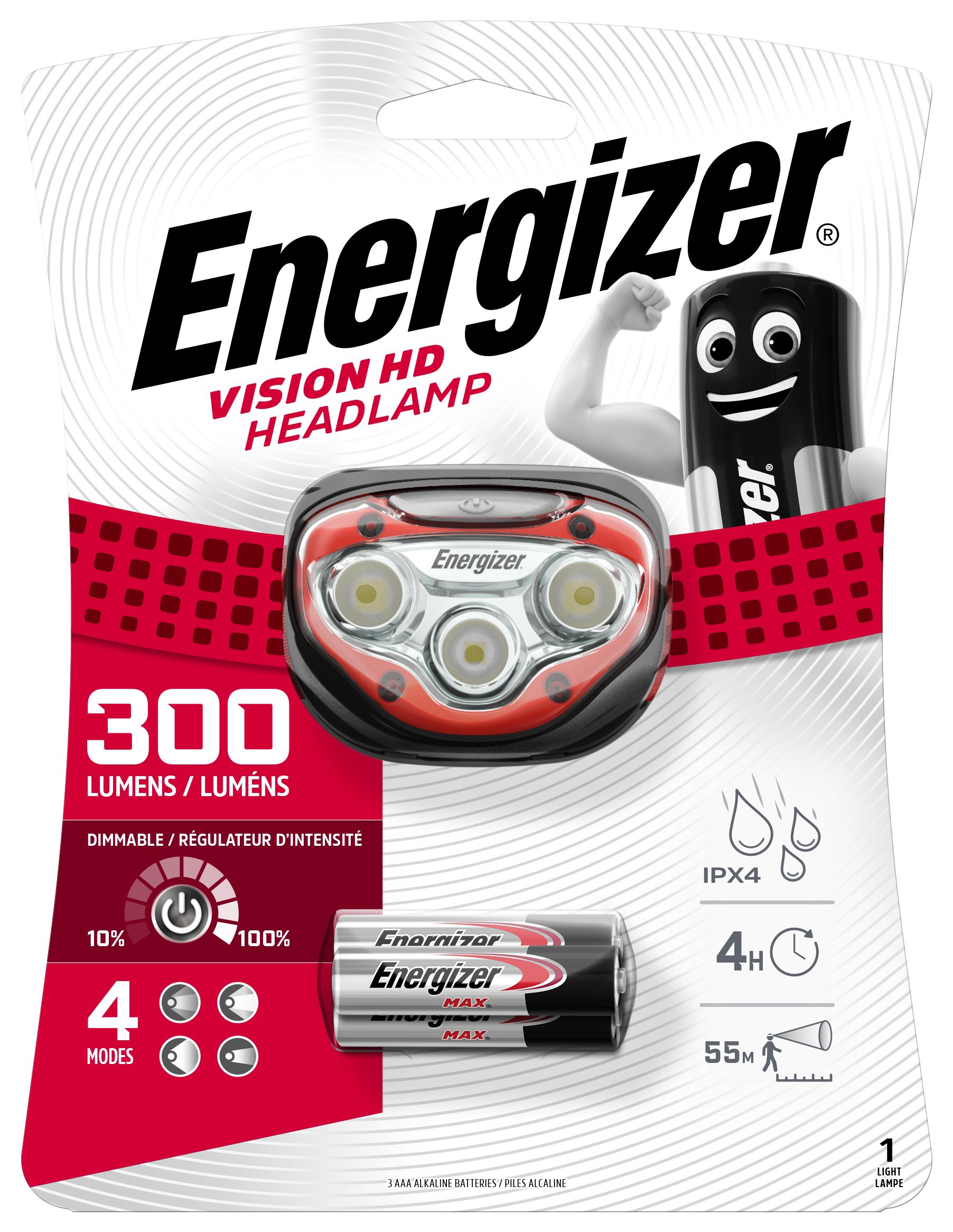 Изображение товара Налобный фонарь Energizer Vision HD HL 300 люменов влагостойкий и регулируемый