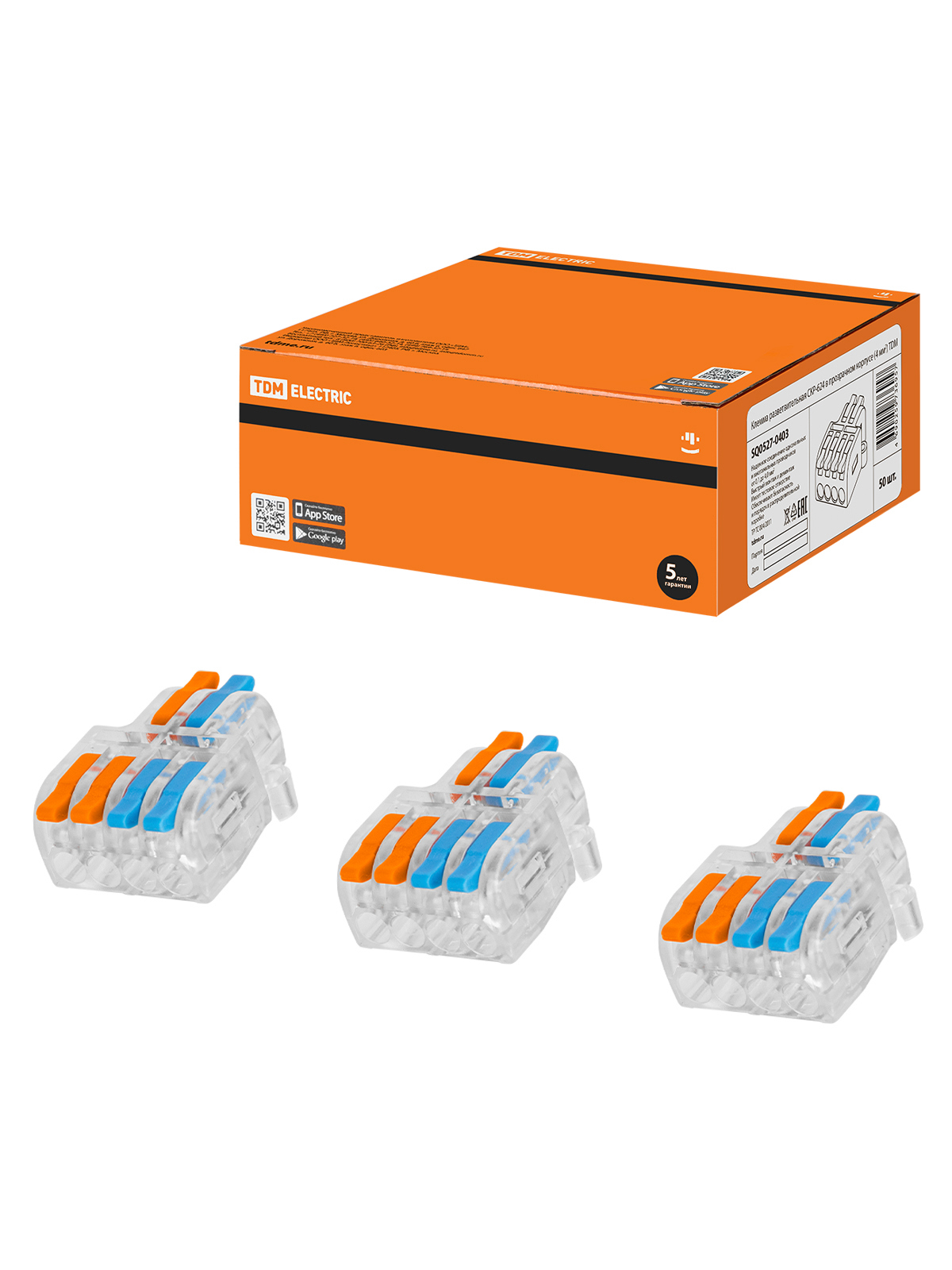 Изображение товара Клемма разветвительная Tdm electric СКР-624 4-проводная 4 мм² 50 шт.