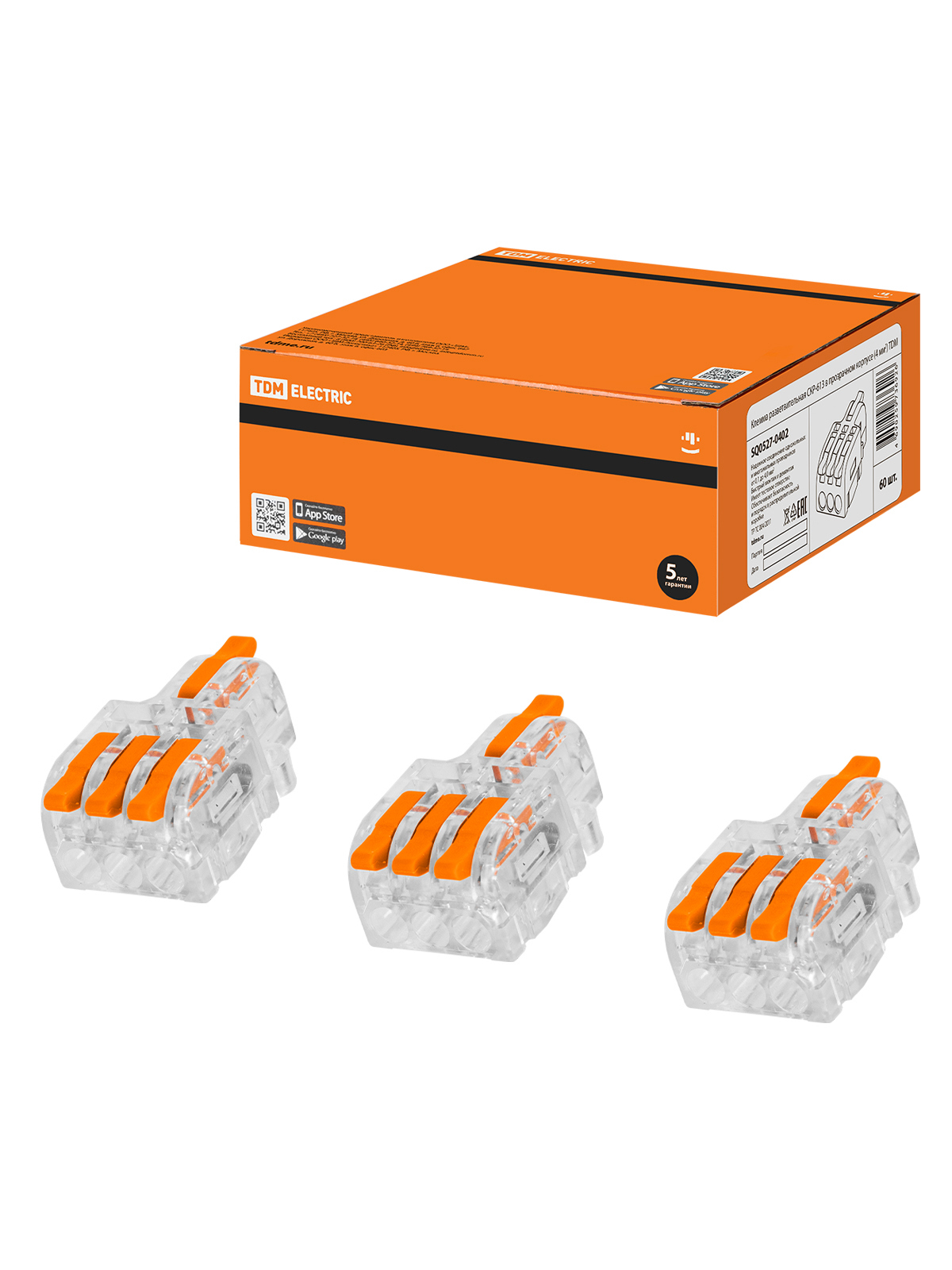 Изображение товара Клемма разветвительная Tdm electric СКР-613 3-проводная 4 мм² 60 шт.
