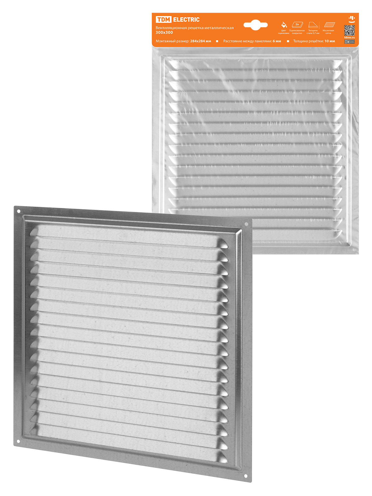 Изображение товара Вентиляционная решетка с сеткой 300x300 мм металл оцинкование ТDM ELECTRIC
