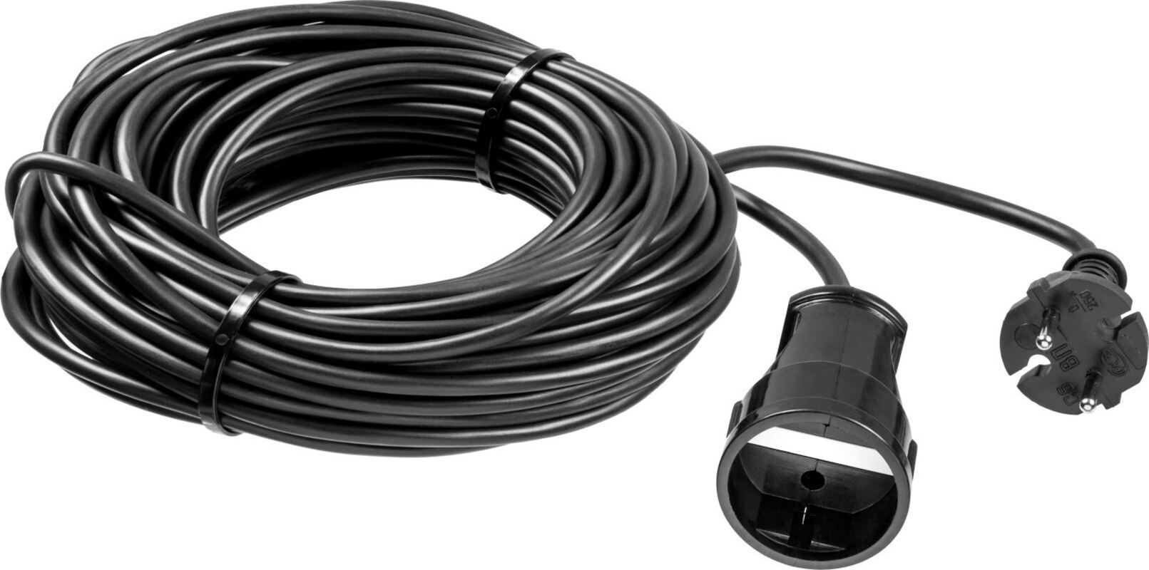 Изображение товара Удлинитель-шнур силовой Зубр 20 м 1 розетка без заземления 2200 Вт черный