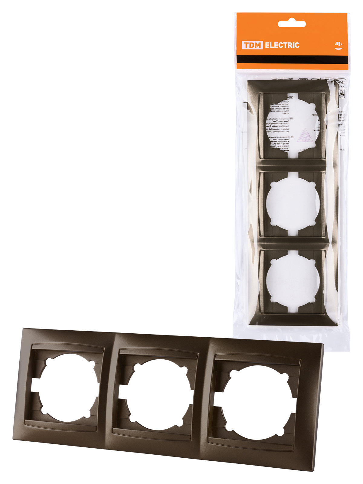 Изображение товара Рамка Лама 3 поста горизонтальная бронза TDM ELECTRIC