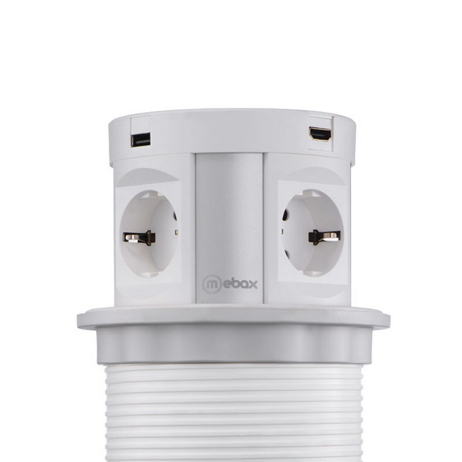 Изображение товара Выдвижная встраиваемая розетка Mebax G10704-2H1Q2UCB с USB HDMI заземлением белая