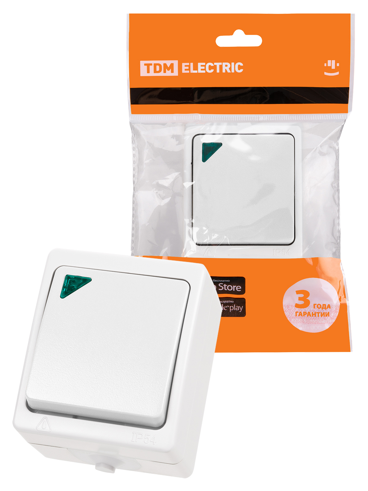 Изображение товара Выключатель накладной TDM Electric Вуокса SQ1803-1004 1 клавиша белый IP54