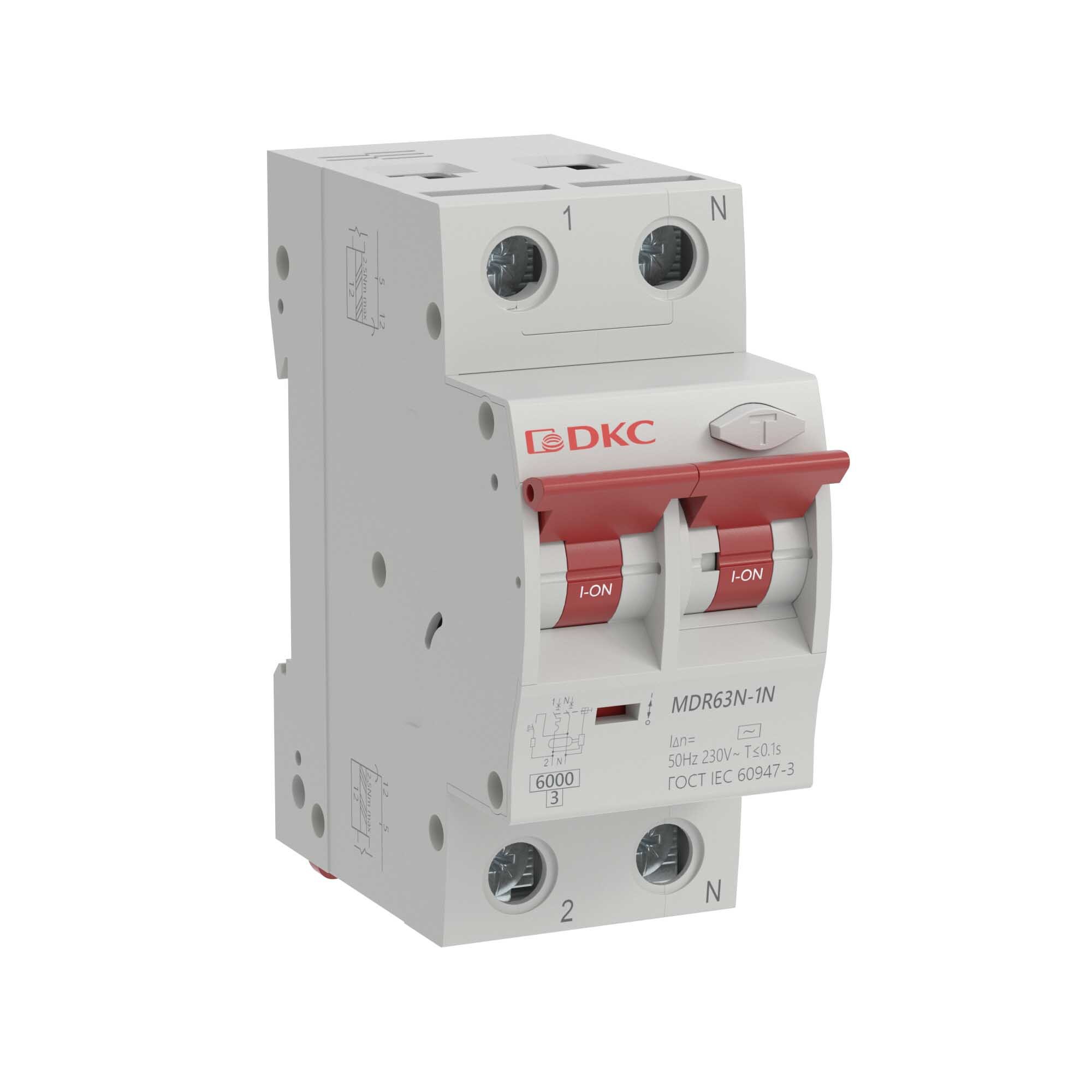 Изображение товара Дифференциальный автомат Dkc YON max 1P+N C32 А 30 мА 6 кА A MDR63N-1N2C32-A