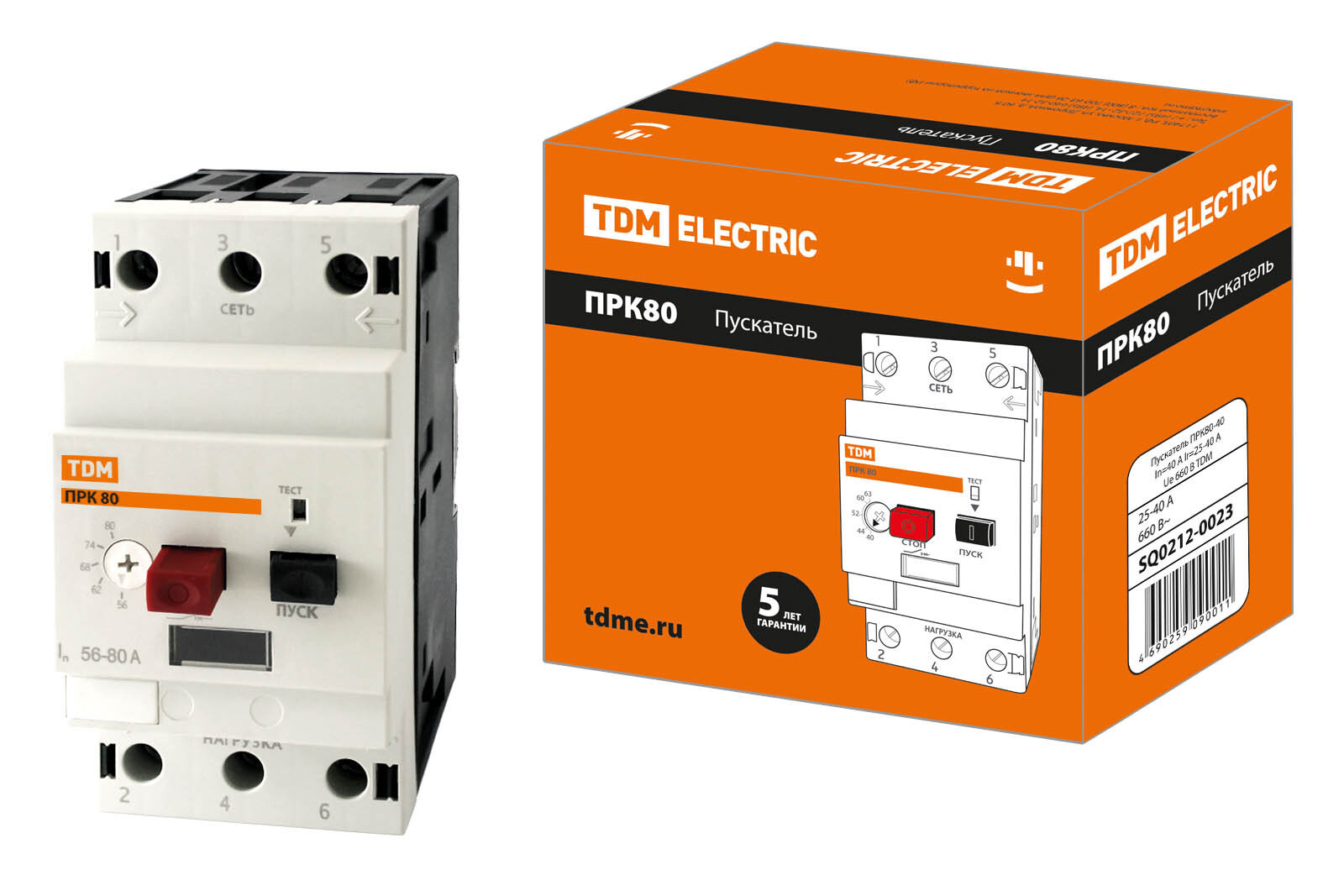 Изображение товара Пускатель Tdm electric ПРК80-40 In=40A Ir=25-40A Ue 660 В