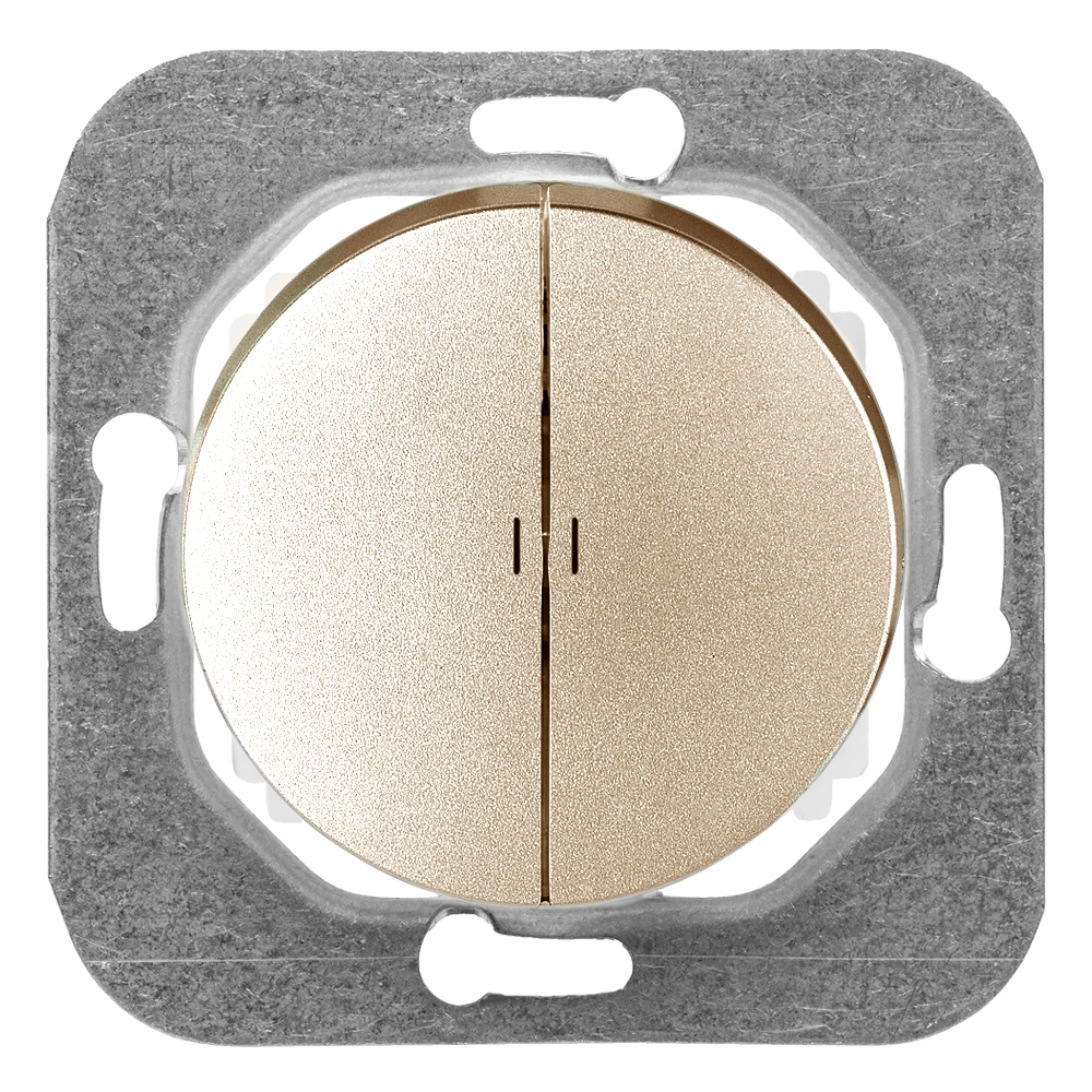 Изображение товара Выключатель встраиваемый Bylectrica Прованс С510-3308 2 клавиши с подсветкой цвет шампань