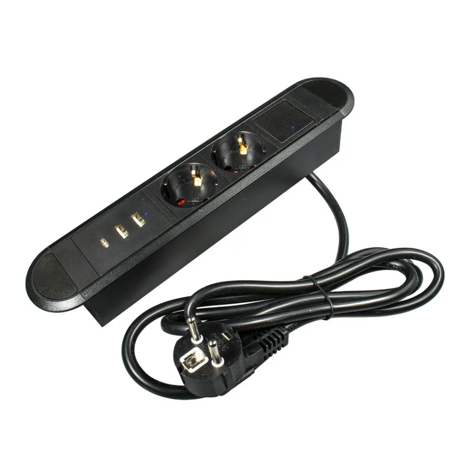 Изображение товара Встраиваемая розетка с USB заземлением и защитой IP20 INRIOR BM-02-20 черная