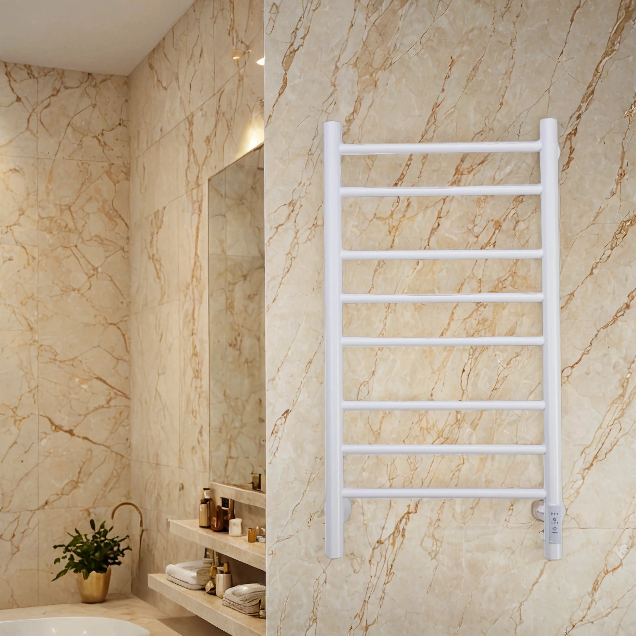 Изображение товара Электрический полотенцесушитель Comfysan Luce 400x800 мм 282 Вт с терморегулятором лесенка белый