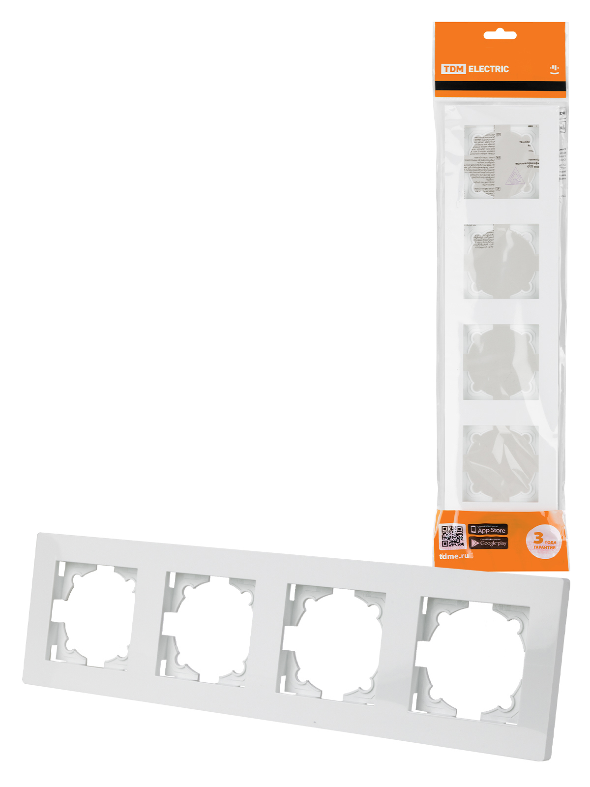 Изображение товара Рамка для розеток и выключателей Сенеж 4 поста белая TDM ELECTRIC