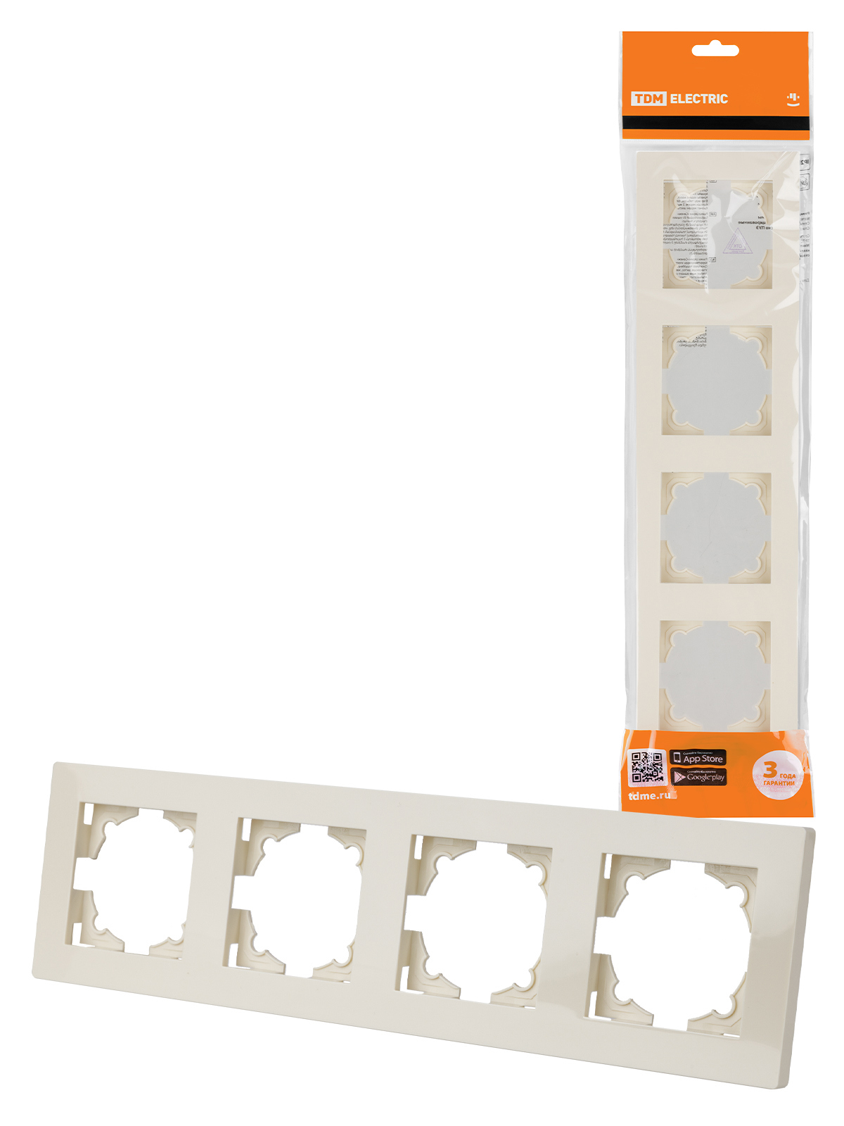 Изображение товара Рамка для розеток и выключателей Сенеж 4 поста бежевый TDM ELECTRIC