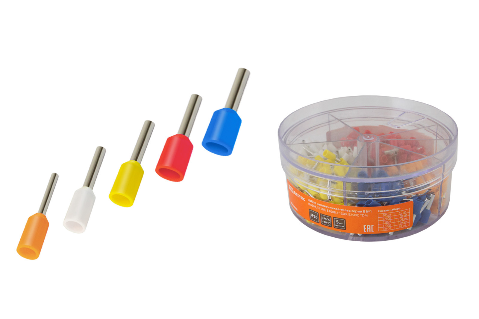 Изображение товара Наконечник-гильза латунь ПВХ 0.5 мм2 8 мм красный NShVI 100 шт