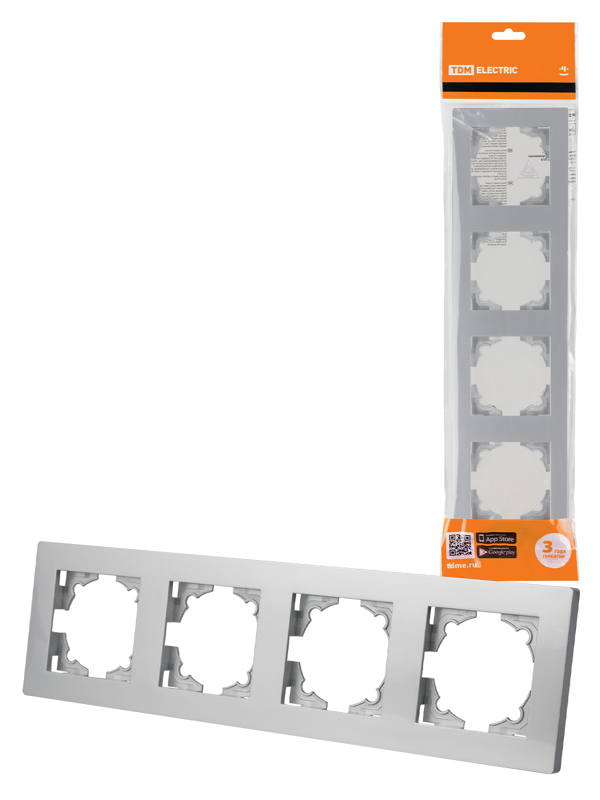 Изображение товара Рамка для розеток и выключателей Tdm electric Сенеж 4 поста серый