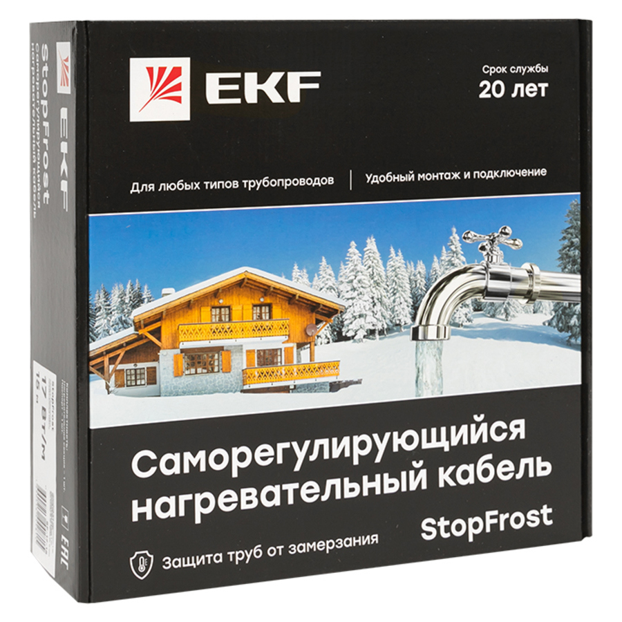 Изображение товара Греющий кабель для обогрева труб Ekf StopFrost саморегулирующийся 25 м 425 Вт