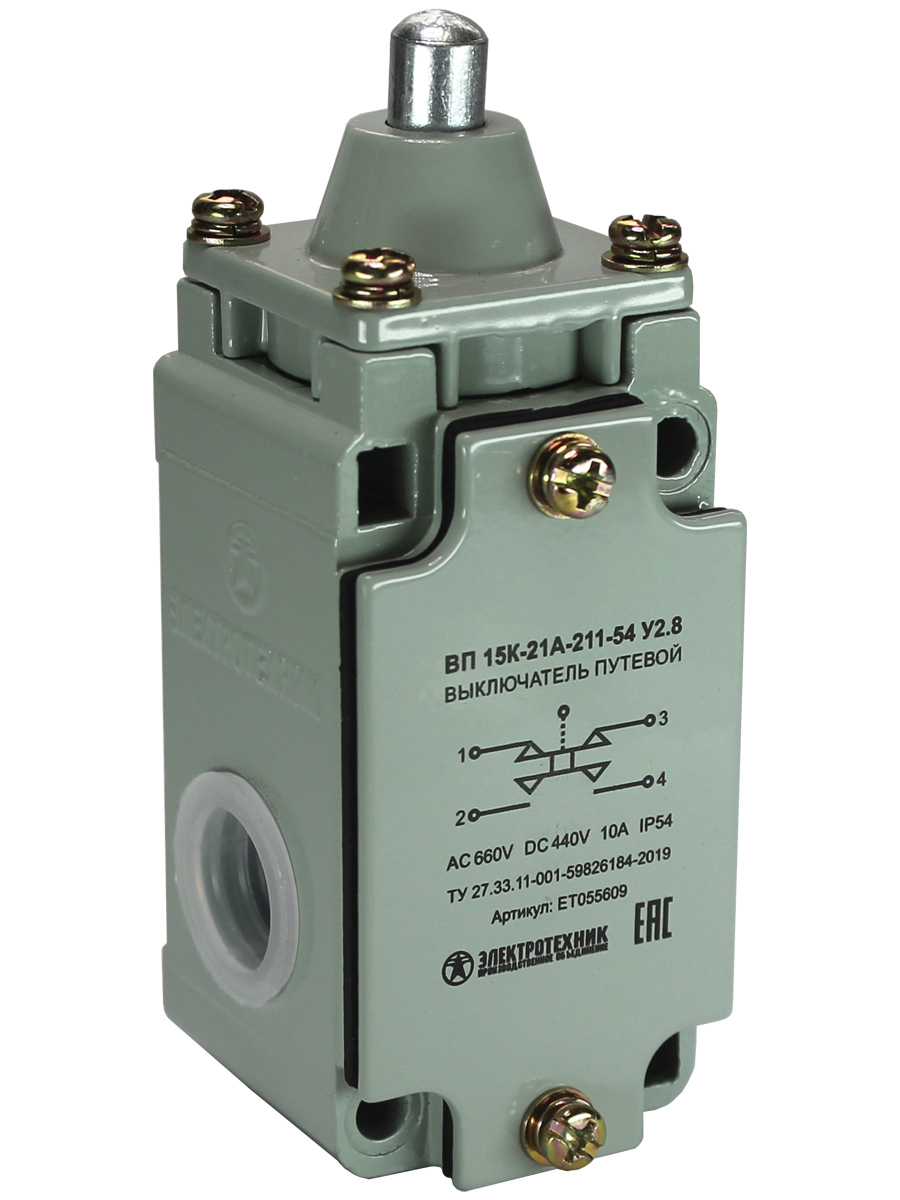 Изображение товара Выключатель путевой Электротехник ВП 15К-21А-211-54 У2.8 IP54