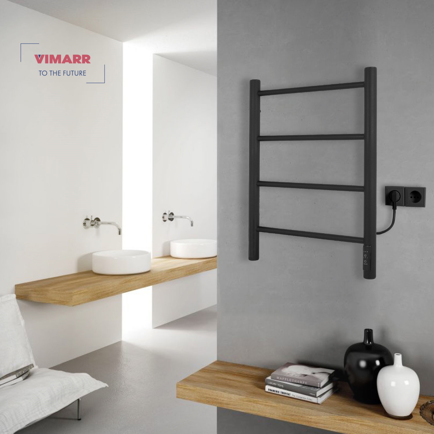 Изображение товара Электрический полотенцесушитель Vimarr Kaskad Mega 400x600 мм черный