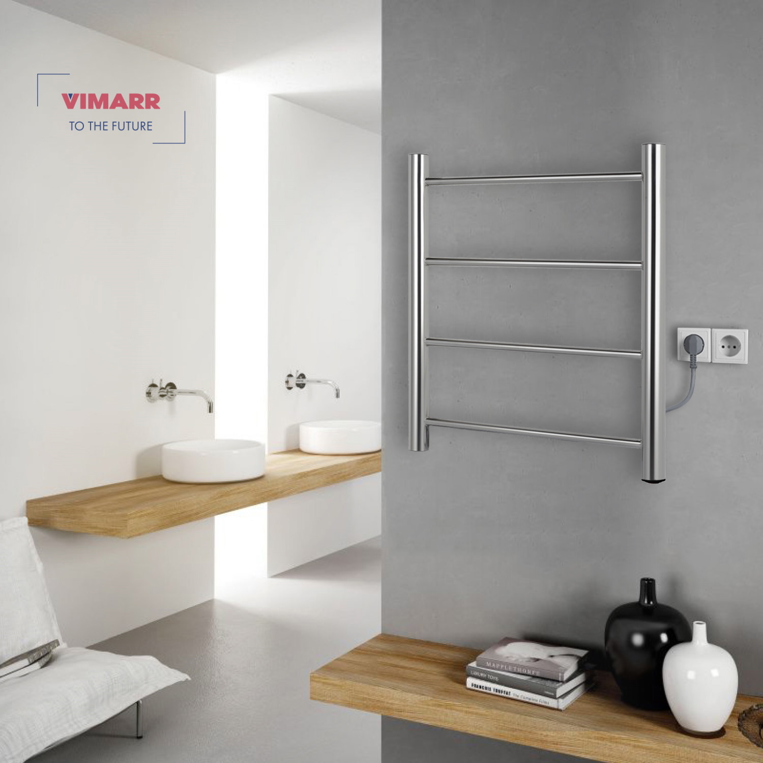 Изображение товара Электрический полотенцесушитель Vimarr Kaskad Mega 500x600 мм 308 Вт хром