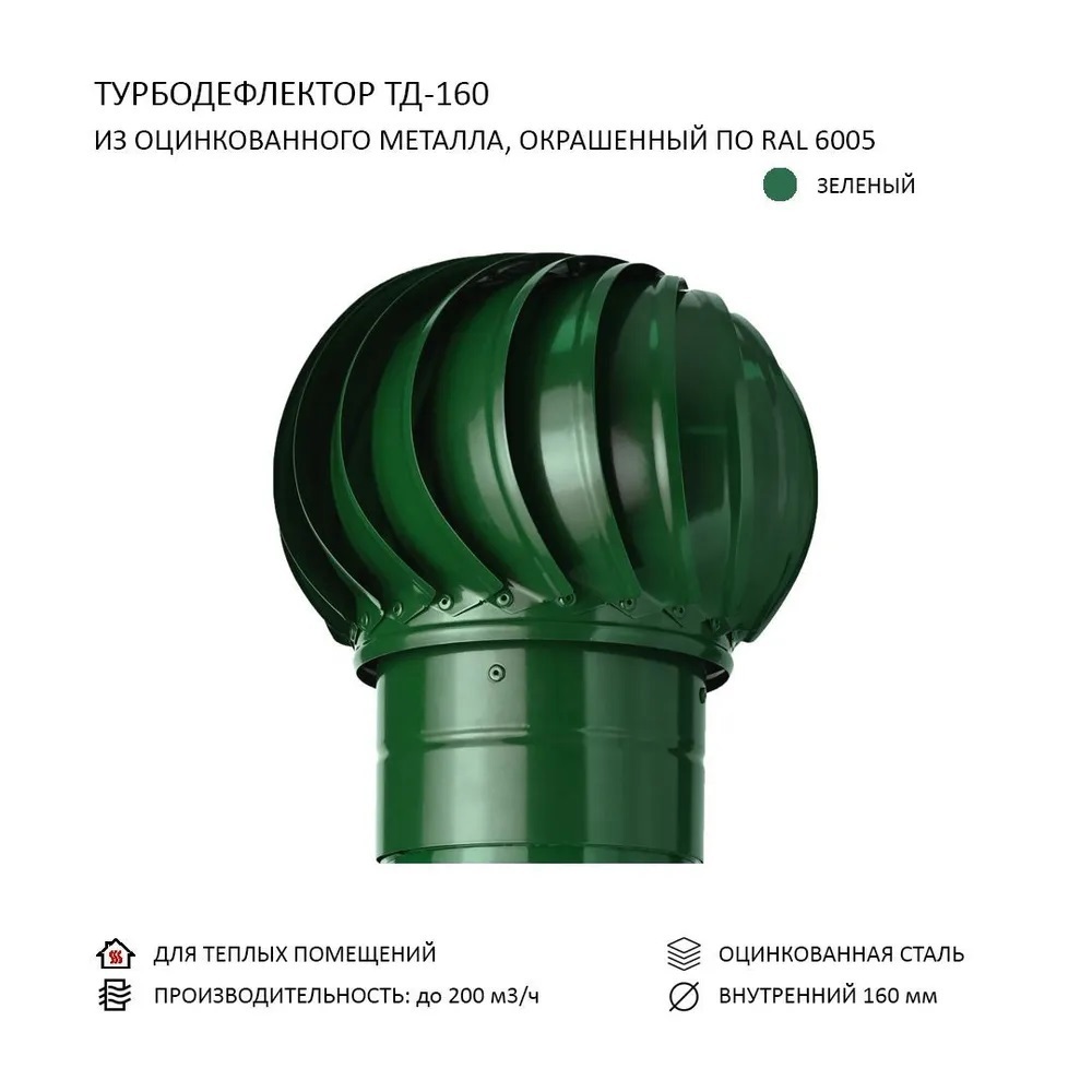 Изображение товара Турбодефлектор ROTADO TD160 для круглых воздуховодов 160 мм Изображение товара Турбодефлектор ROTADO TD160 для круглых воздуховодов 160 мм