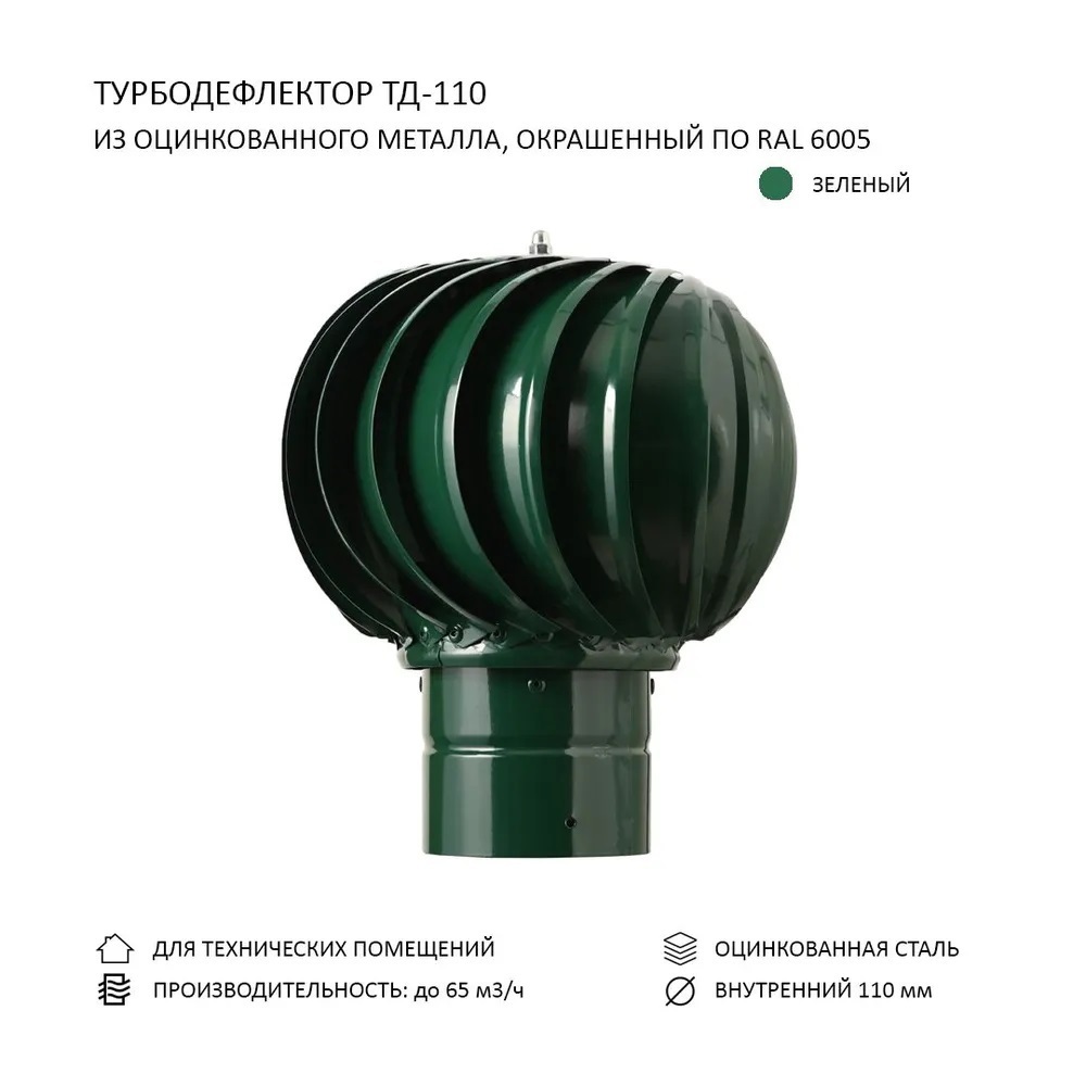 Изображение товара Турбодефлектор Rotado D110 мм из оцинкованной стали для вентиляции Изображение товара Турбодефлектор Rotado D110 мм из оцинкованной стали для вентиляции