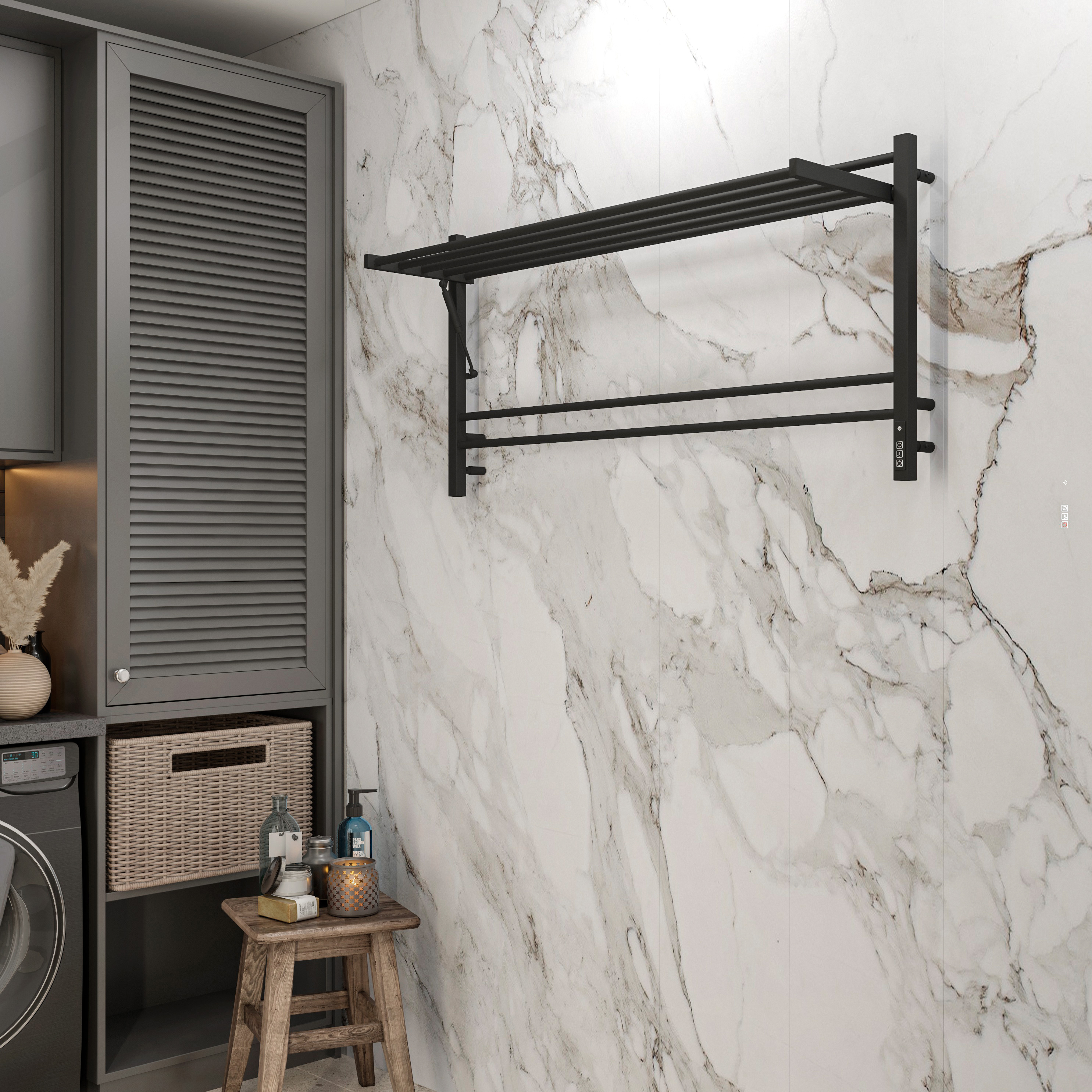 Изображение товара Электрический полотенцесушитель Terminus Горизонт П8 160 Вт черный муар с терморегулятором