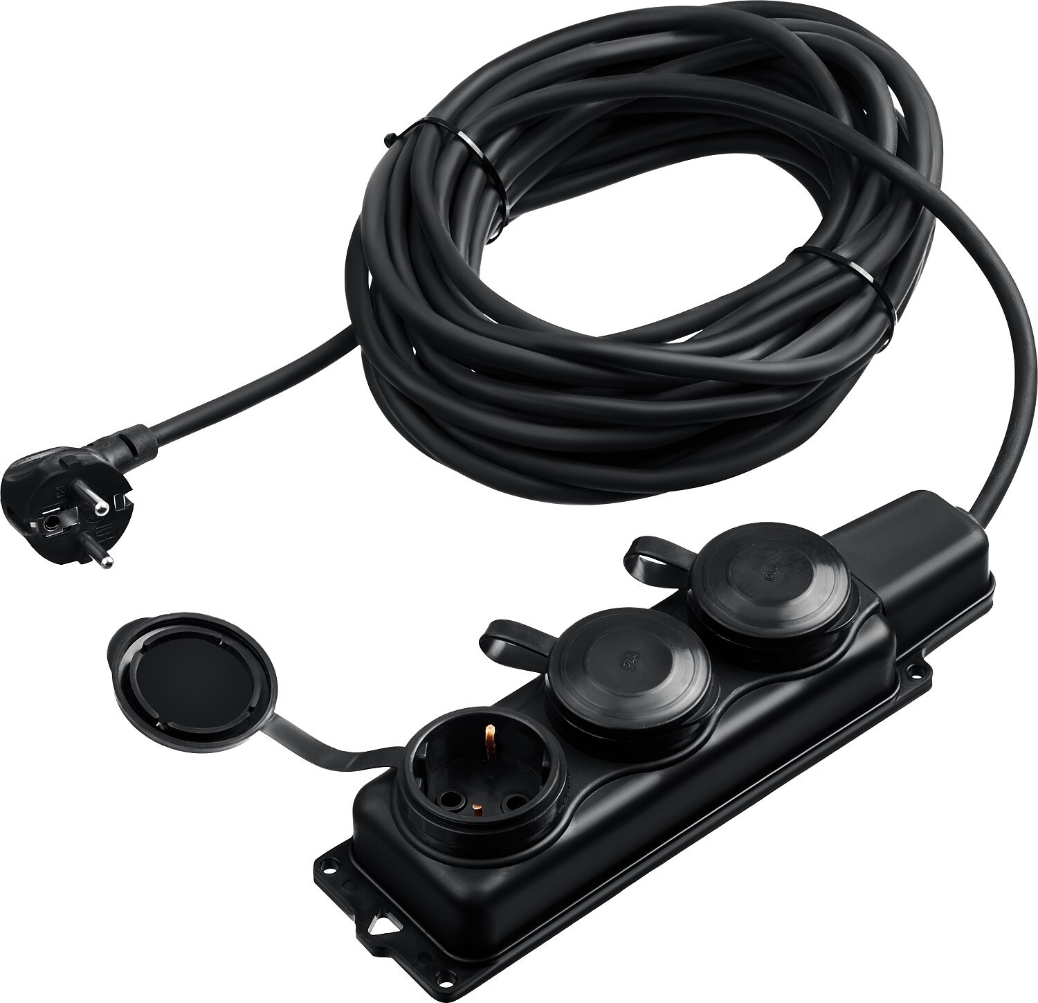 Изображение товара Удлинитель-шнур Зубр 55024-10 3 розетки с заземлением 3x2.5 мм 10 м 4000 Вт цвет черный