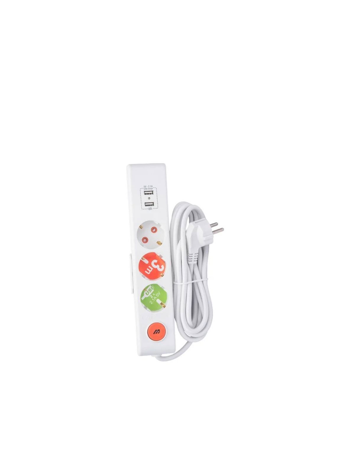 Изображение товара Удлинитель бытовой Mutlusan Electric с USB, 3 розетки, 3 м, белый
