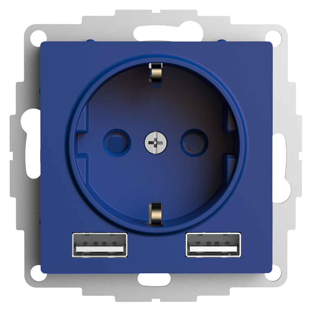 Изображение товара Розетка USB двойная встраиваемая Systeme electric AtlasDesign ATN001130 цвет аквамарин