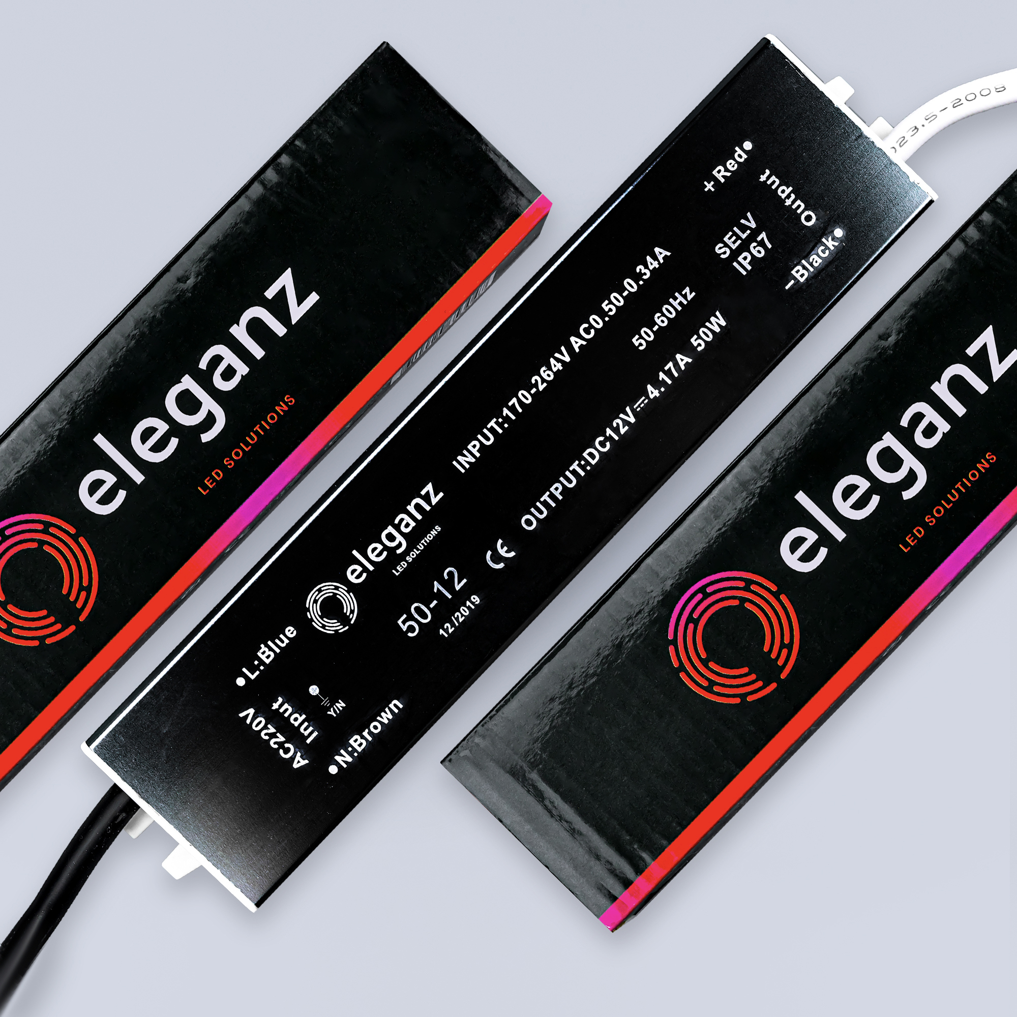 Изображение товара Влагозащищенный блок питания для светодиодной ленты ELEGANZ 50 Вт IP67