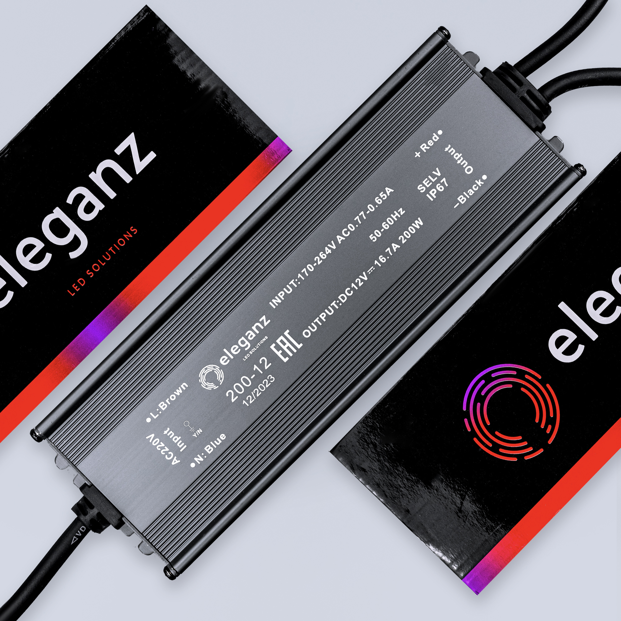 Изображение товара Влагозащищенный блок питания для светодиодов Eleganz IP67 200 Вт 12В