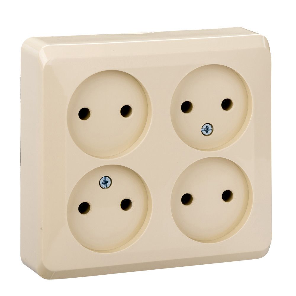 Изображение товара Розетка четверная накладная Systeme electric Этюд PA16-205K цвет кремовый