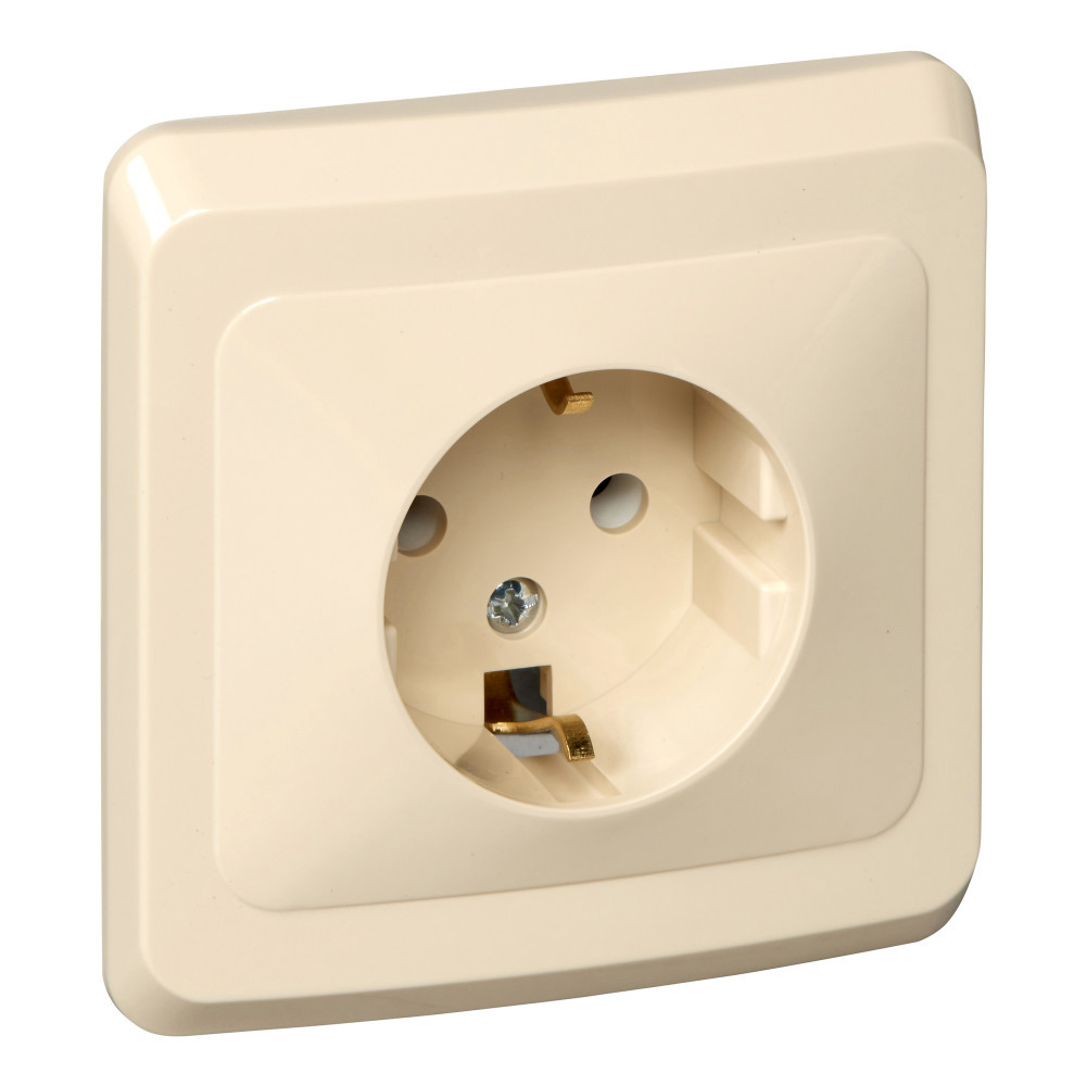 Изображение товара Розетка встраиваемая Systeme electric Этюд PC16-003K с заземлением цвет кремовый
