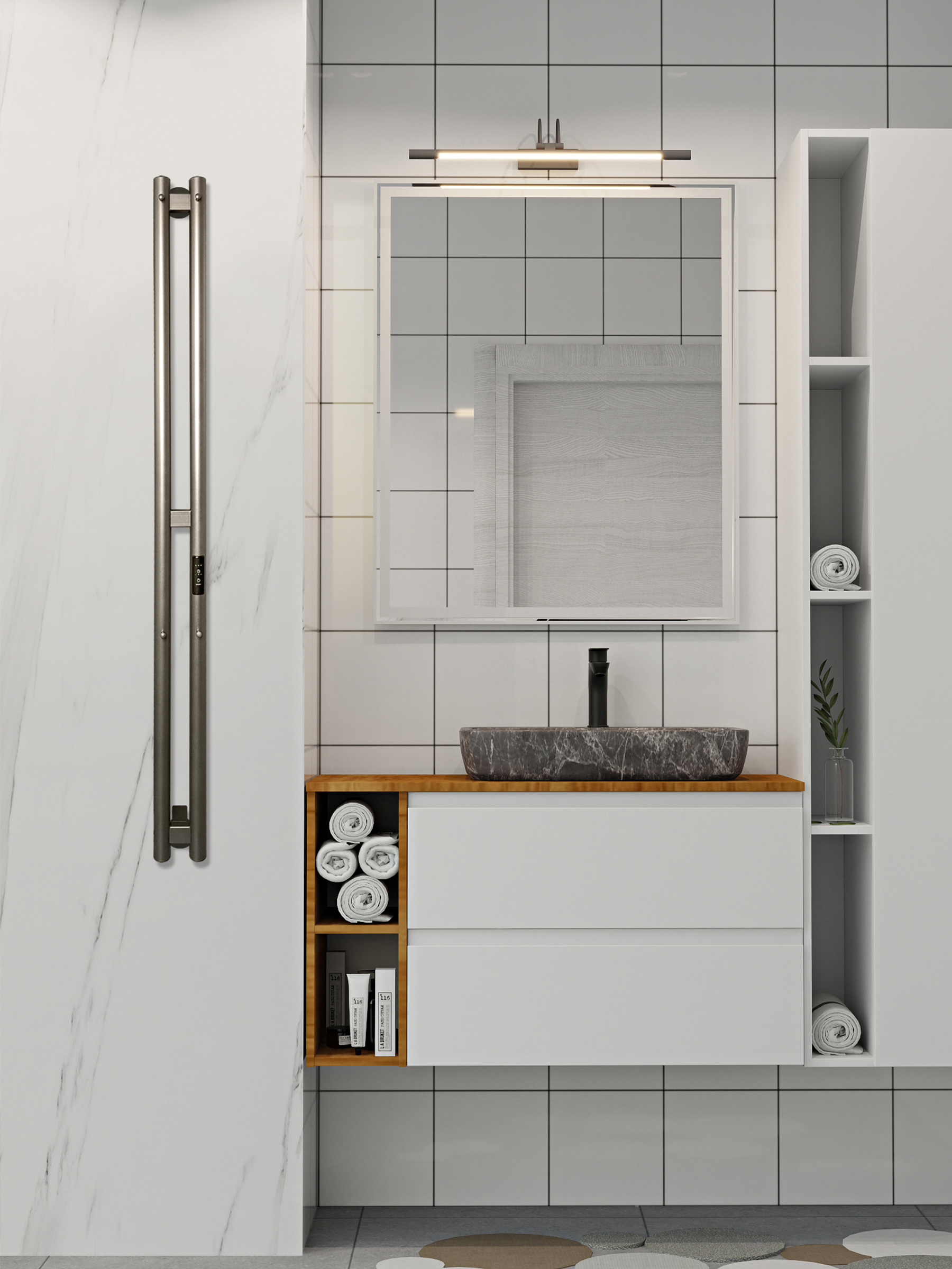 Изображение товара Электрический полотенцесушитель Indigo Style 100x1200 мм 65 Вт с терморегулятором графит металлик