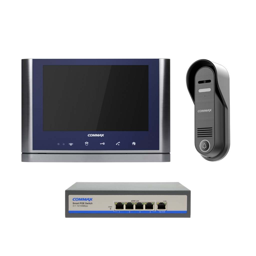 Изображение товара Комплект видеодомофона Commax CIOT-1020MSilver+Blue/CIOT-D20P/CIOT-H4L2 10" цвет синий/серый