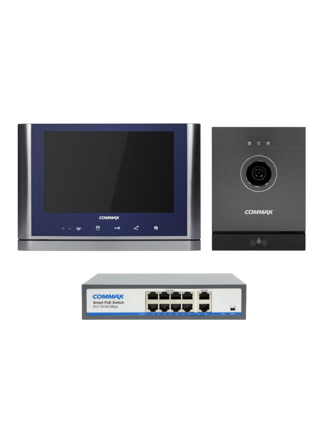 Изображение товара Комплект видеодомофона Commax CIOT-1020MSilver+Blue/CIOT-D21M/CIOT-H4L2 10" цвет синий/серый
