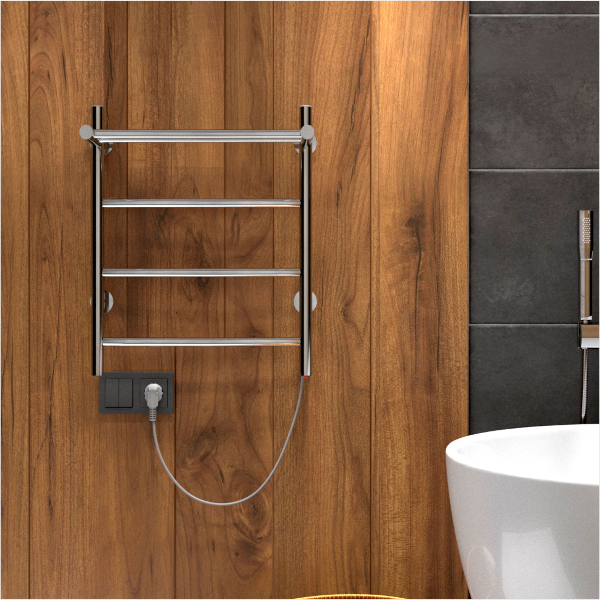 Изображение товара Электрический полотенцесушитель Myspace Riga 400x500 мм 50 Вт с полкой хром