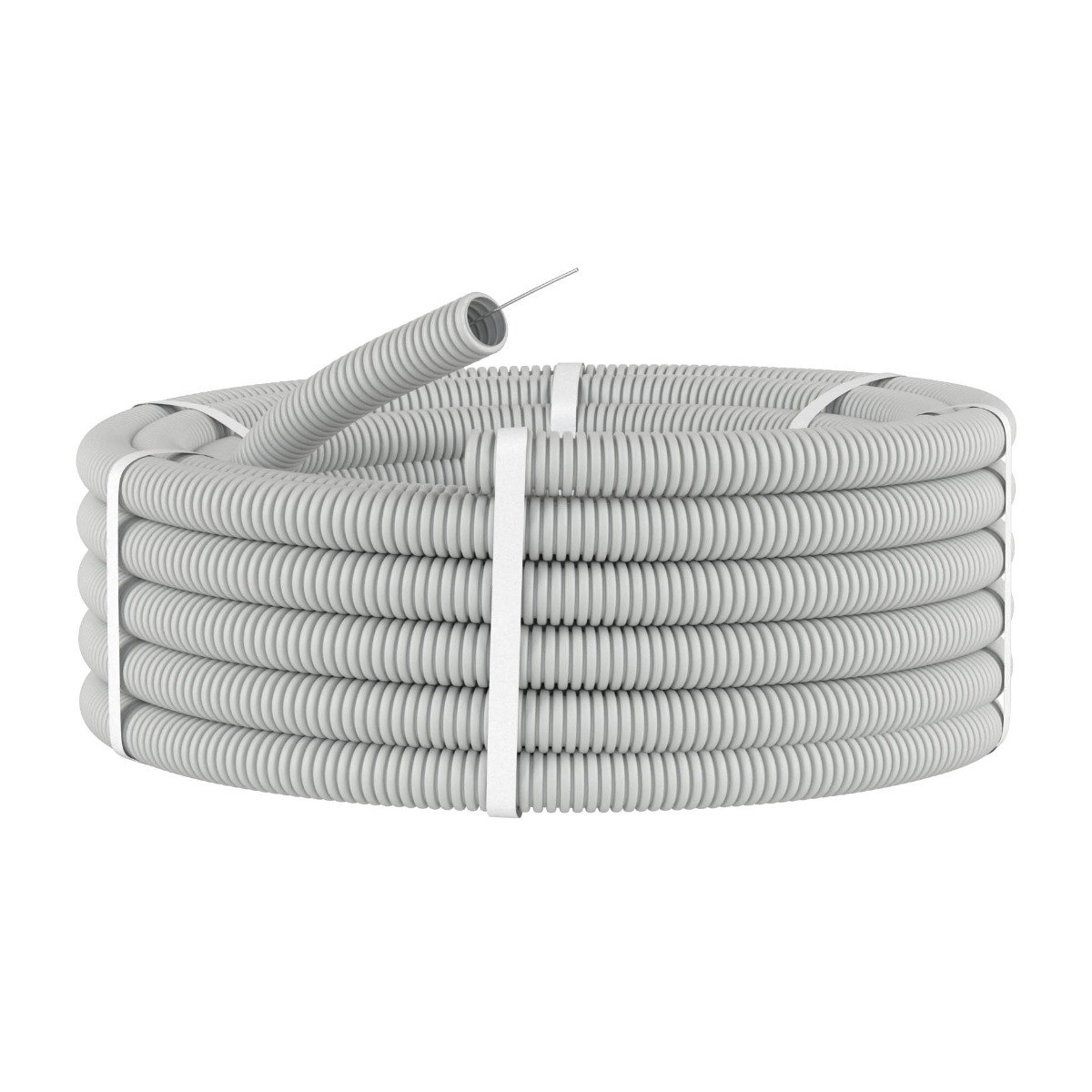 Изображение товара Труба гофрированная Рэмкабель ПВХ D16 мм 50 м с протяжкой цвет светло-серый