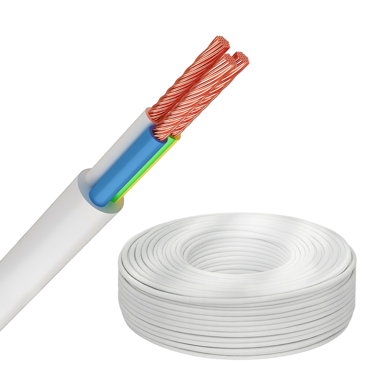 Изображение товара Кабель Рэмкабель ПВС 3x1 20 м цвет белый ГОСТ