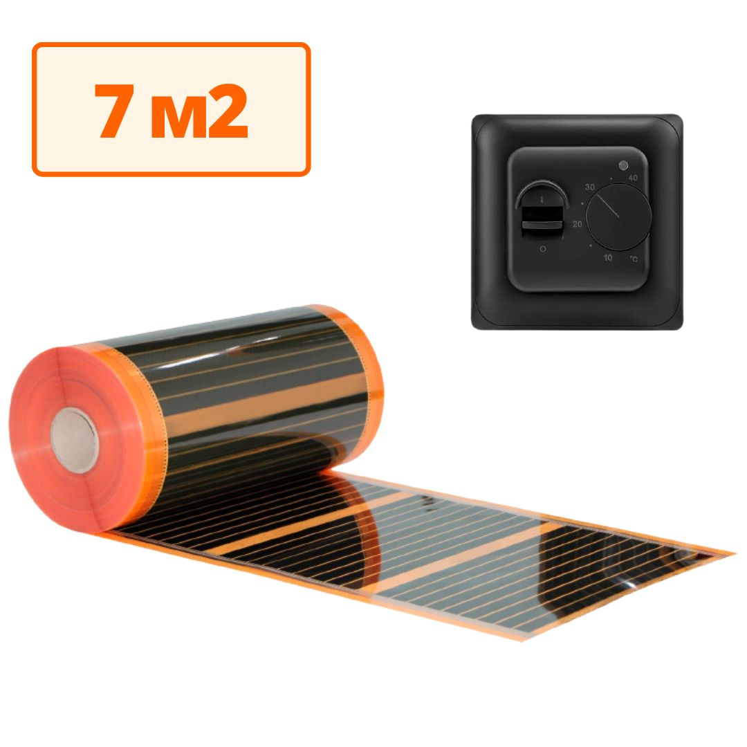 Изображение товара Инфракрасная пленка для теплого пола Теплософт 7 м² 1540 Вт с механическим терморегулятором
