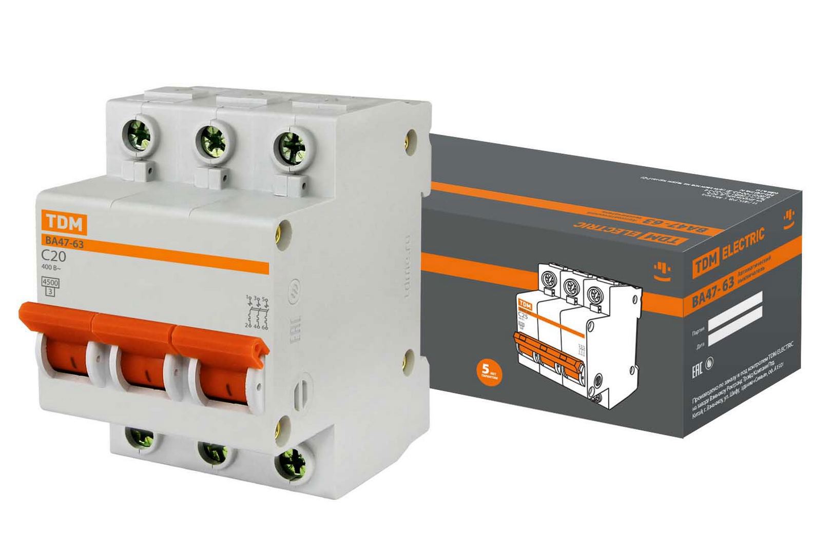 Изображение товара Автоматический выключатель TDM ELECTRIC SQ0218-0020 20А 3 полюса