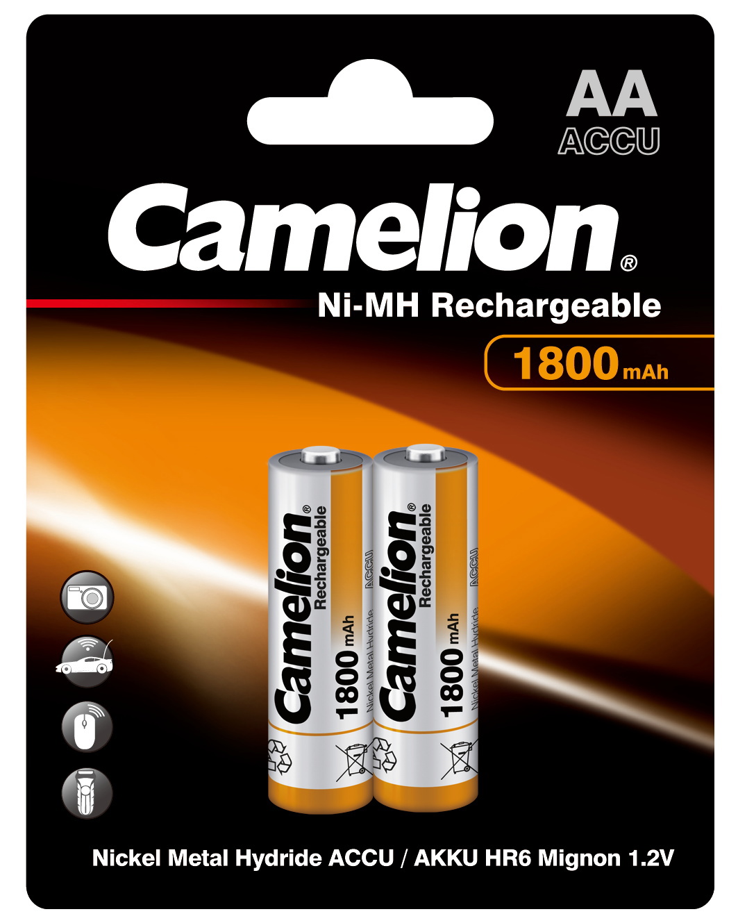 Изображение товара Аккумулятор Camelion Ni-Mh AA 1800 мАч 1. 2В, 2 шт. - перезаряжаемый и экономичный