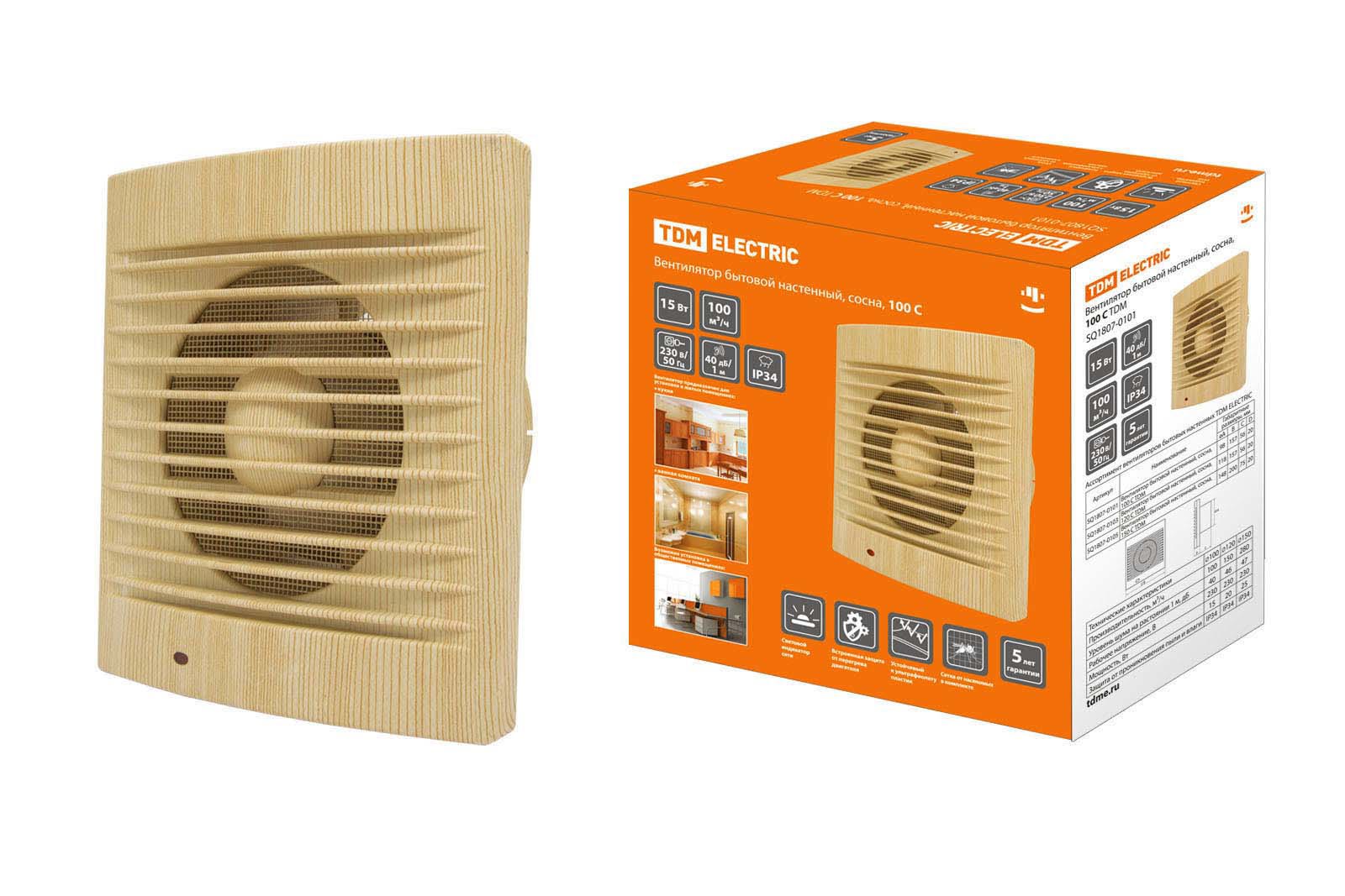 Изображение товара Настенный вытяжной вентилятор TDM Electric SQ1807-0101 100 м³/ч, низкий уровень шума