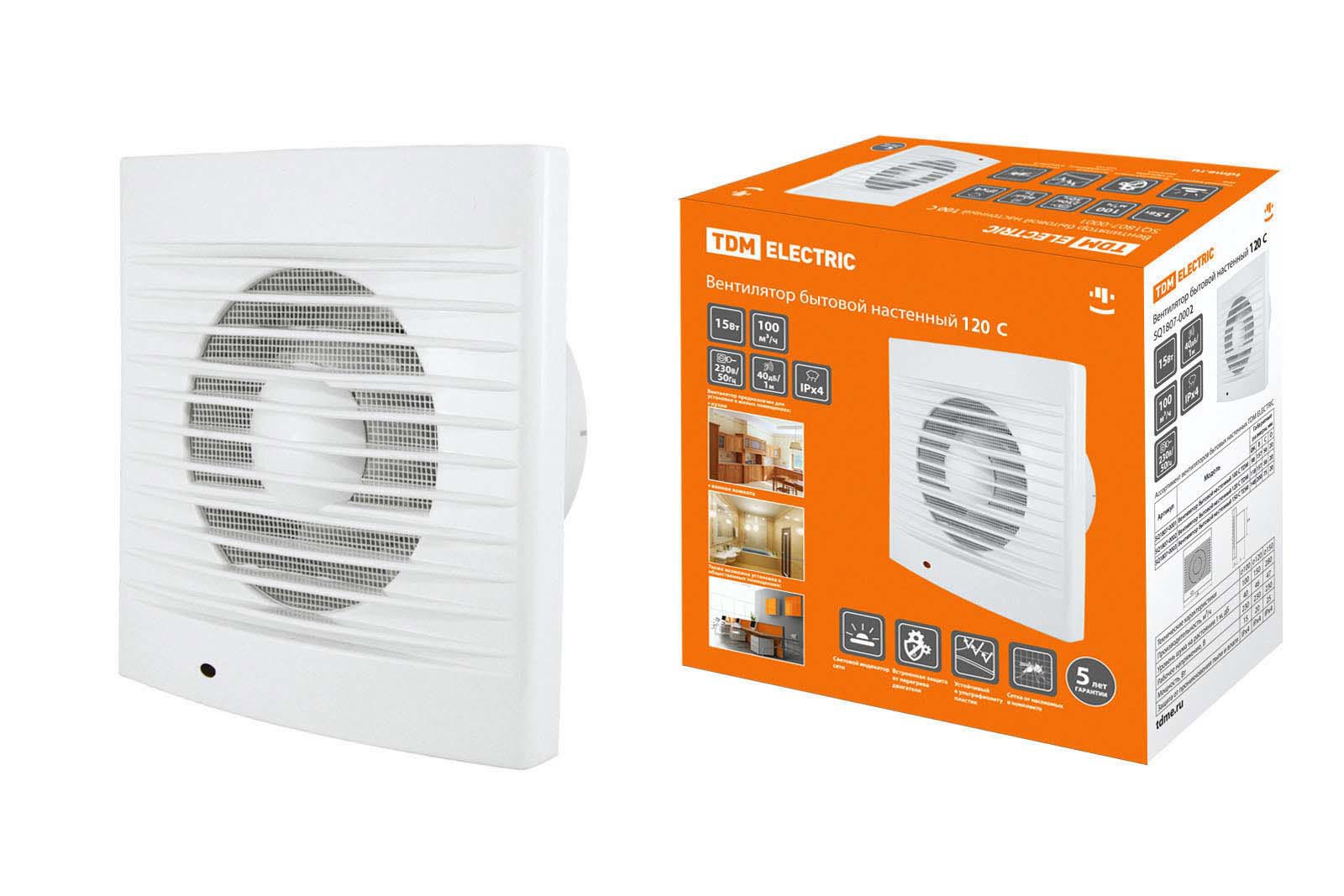 Изображение товара Вентилятор настенный TDM Electric SQ1807-0002 150 м³/ч белый