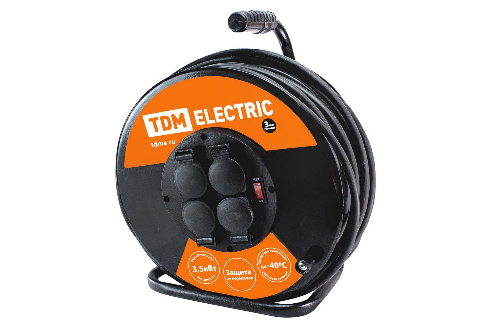 Изображение товара Удлинитель на катушке Tdm electric SQ1301-0170 4 розетки, 30 м