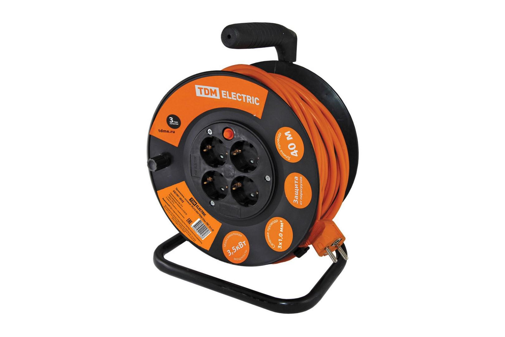 Изображение товара Удлинитель на катушке Tdm electric SQ1301-0532 4 розетки, 40 м