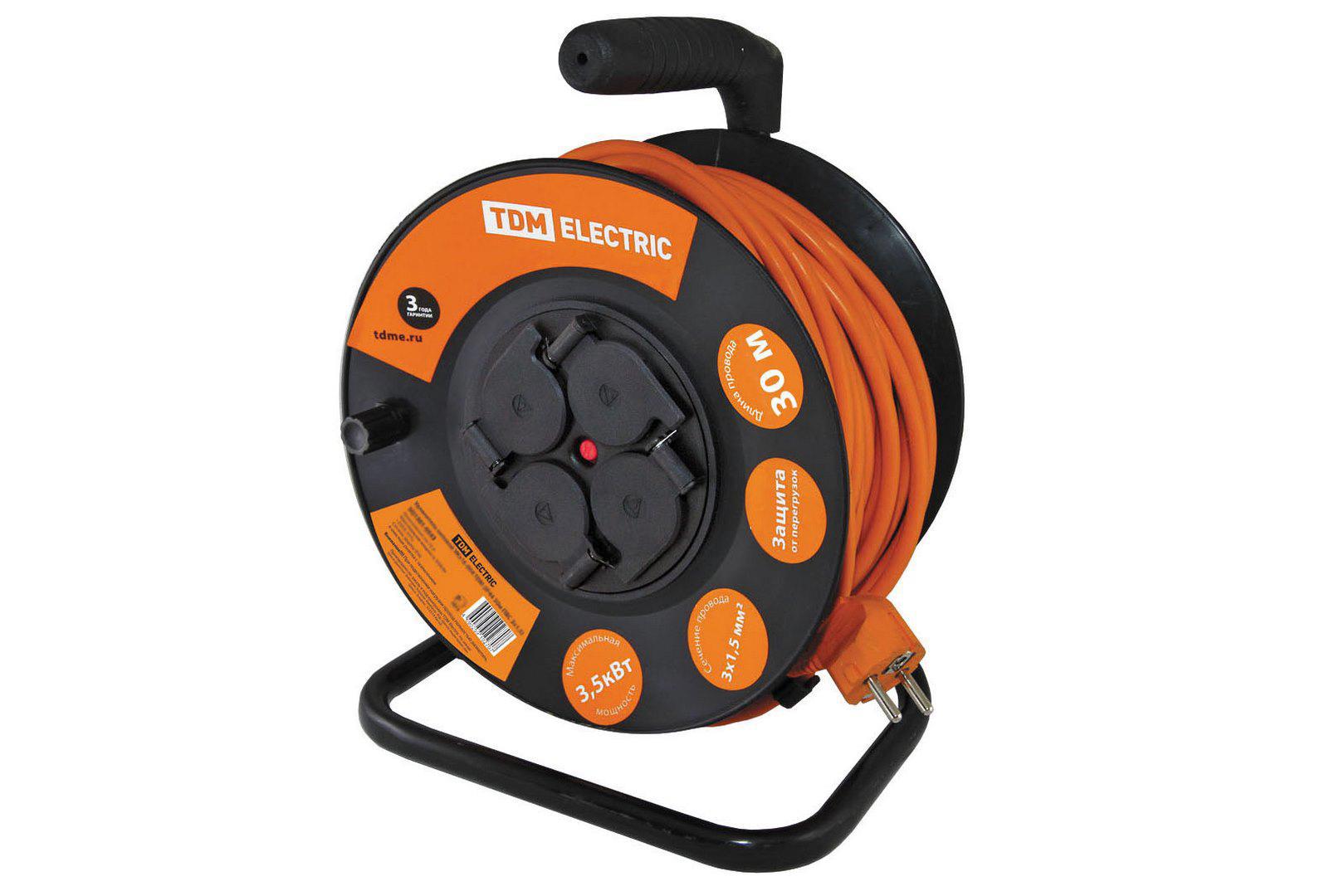 Изображение товара Удлинитель на катушке Tdm electric SQ1301-0541 4 розетки, 30 м Изображение товара Удлинитель на катушке Tdm electric SQ1301-0541 4 розетки, 30 м